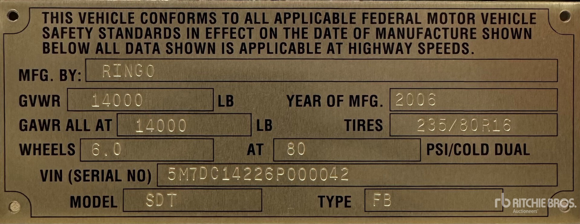 General Appearance with Serial Number / VIN