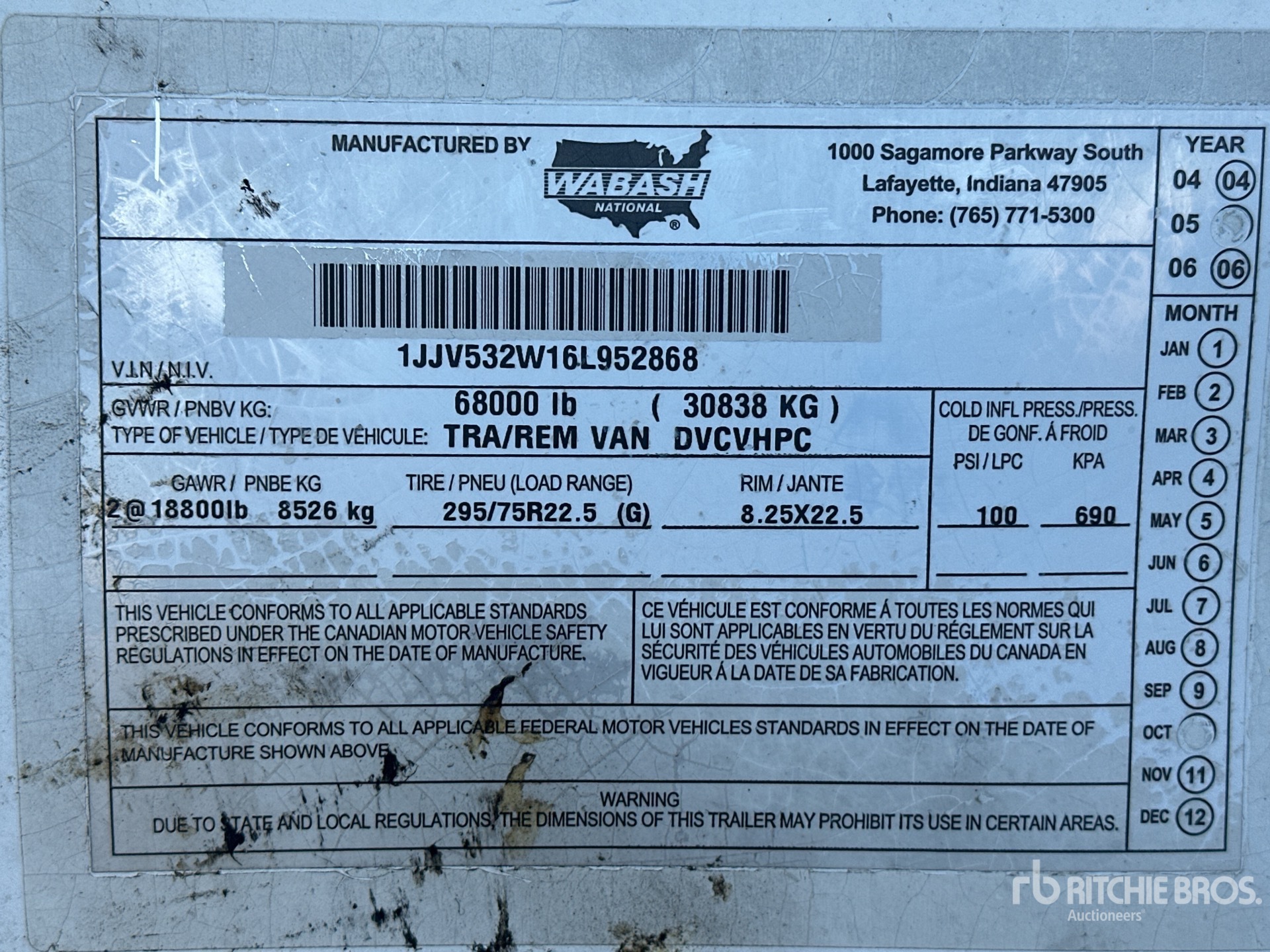 General Appearance with Serial Number / VIN