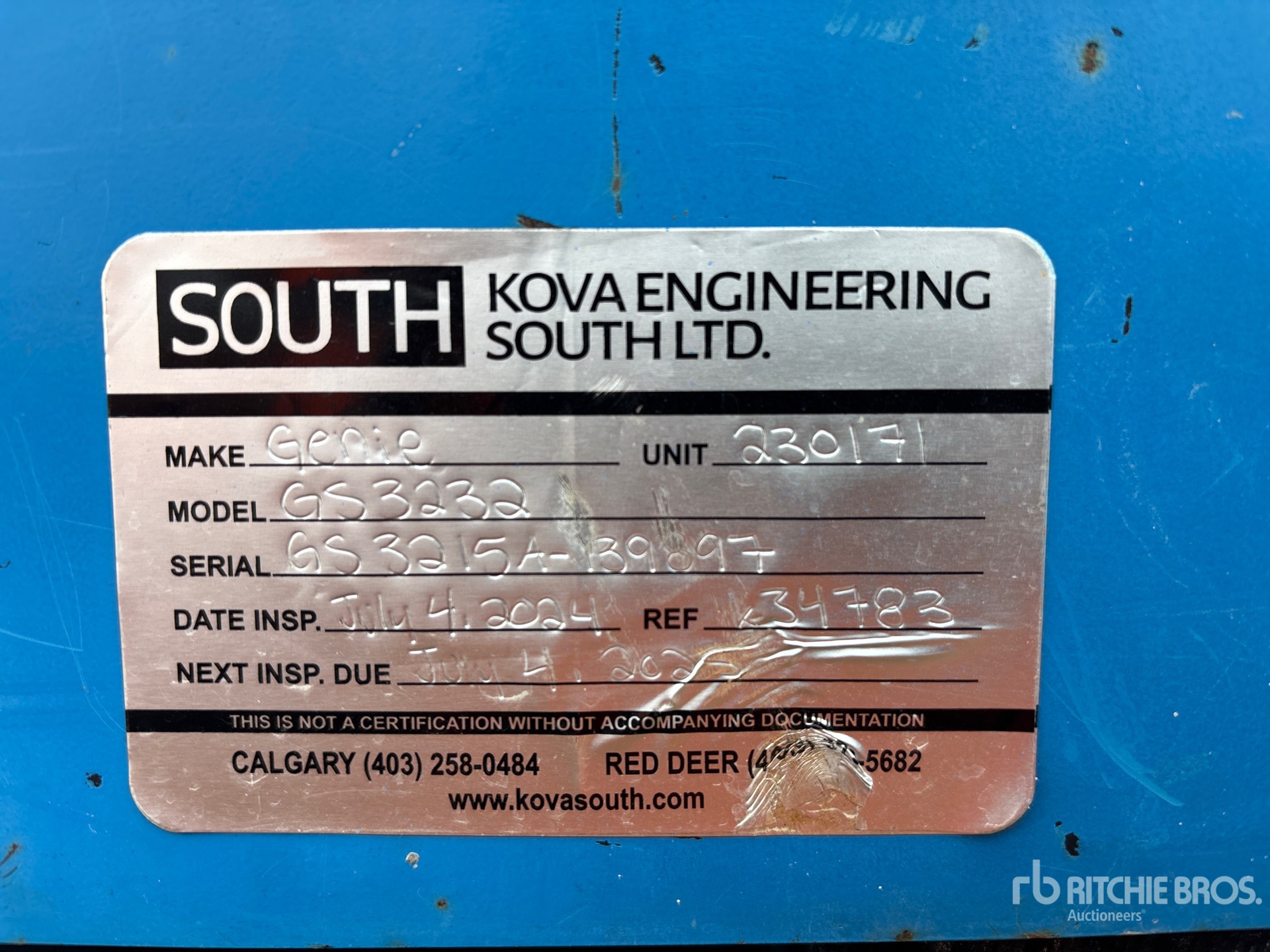 General Appearance with Serial Number / VIN