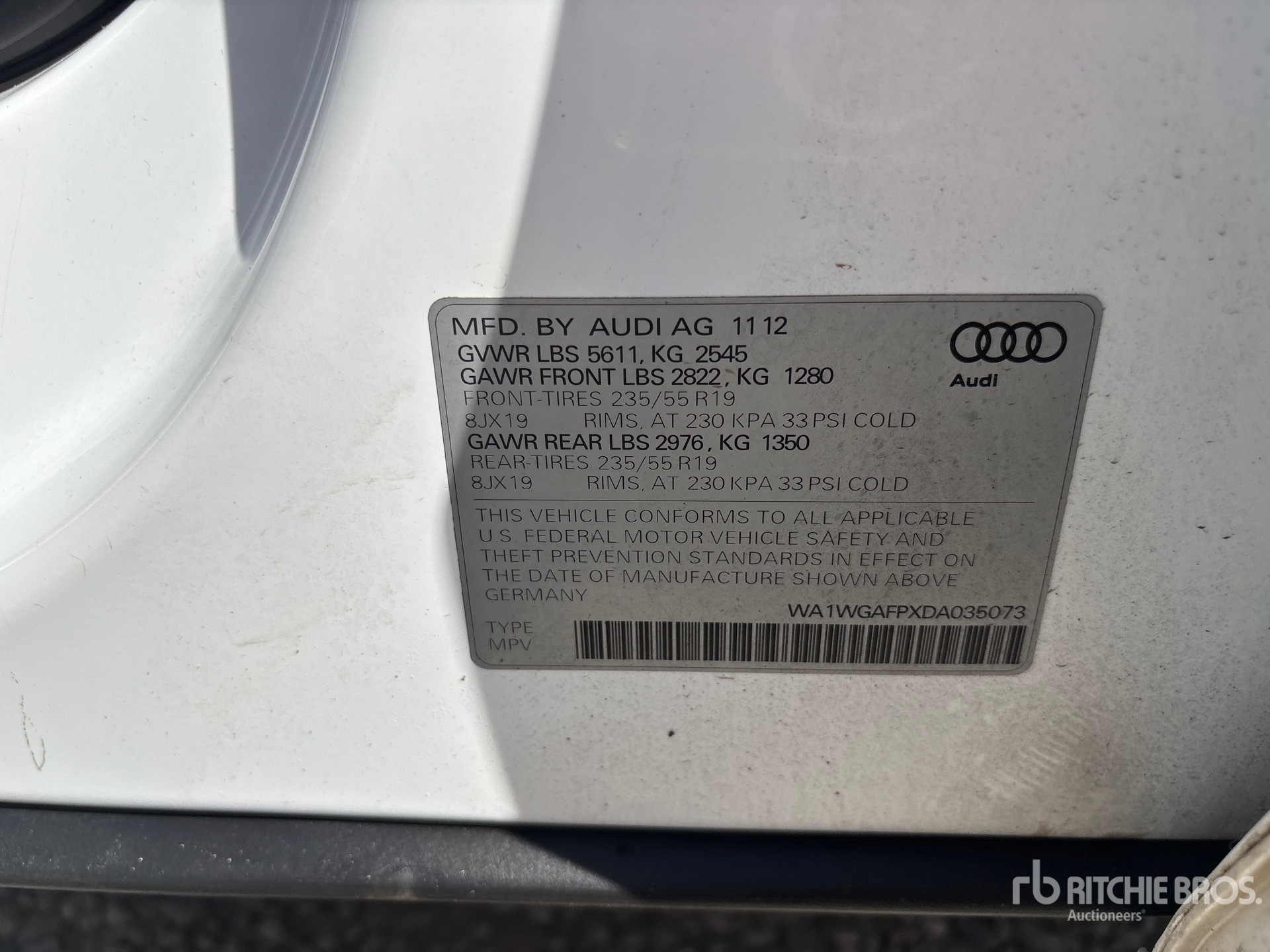 General Appearance with Serial Number / VIN