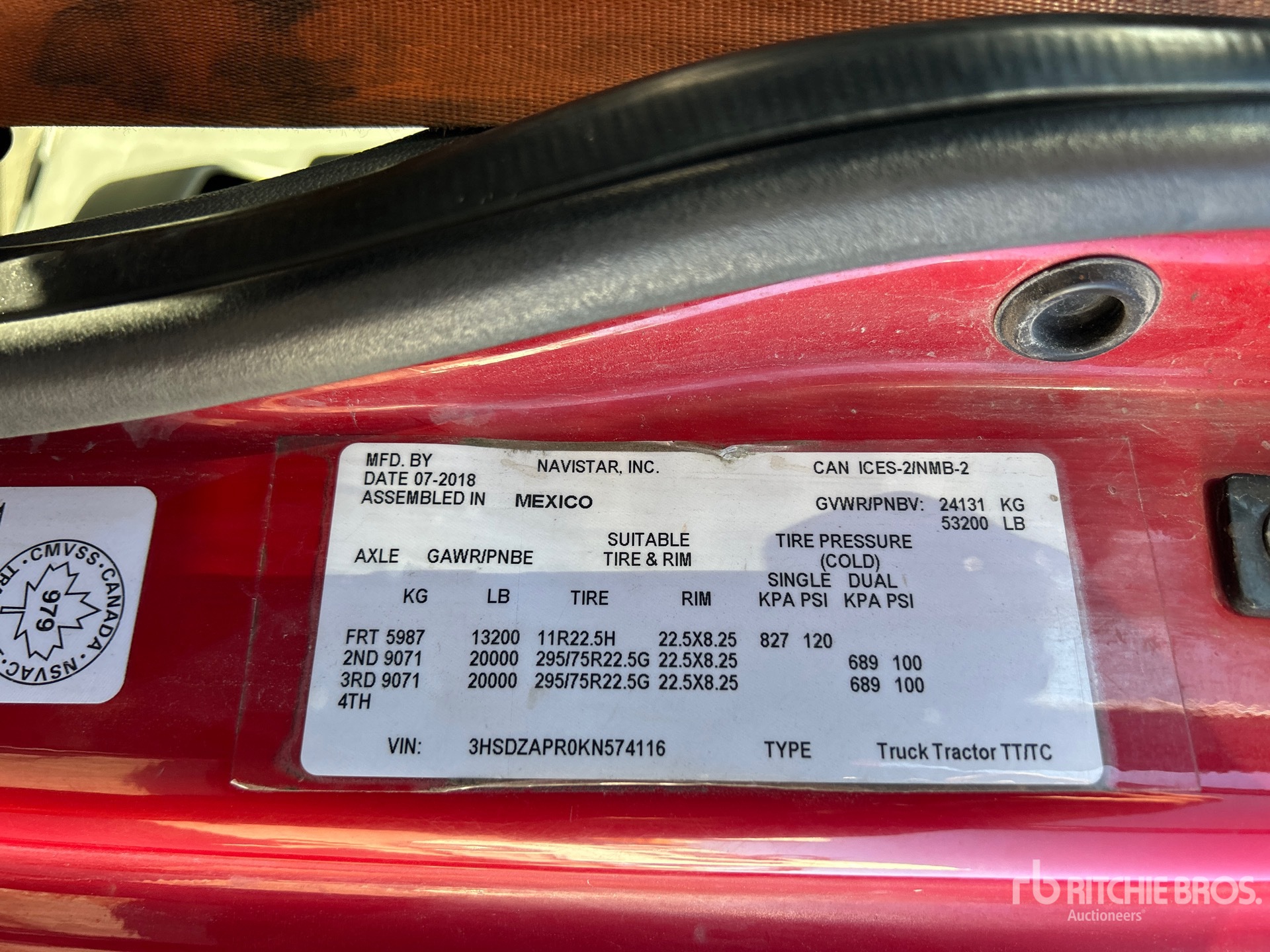 General Appearance with Serial Number / VIN