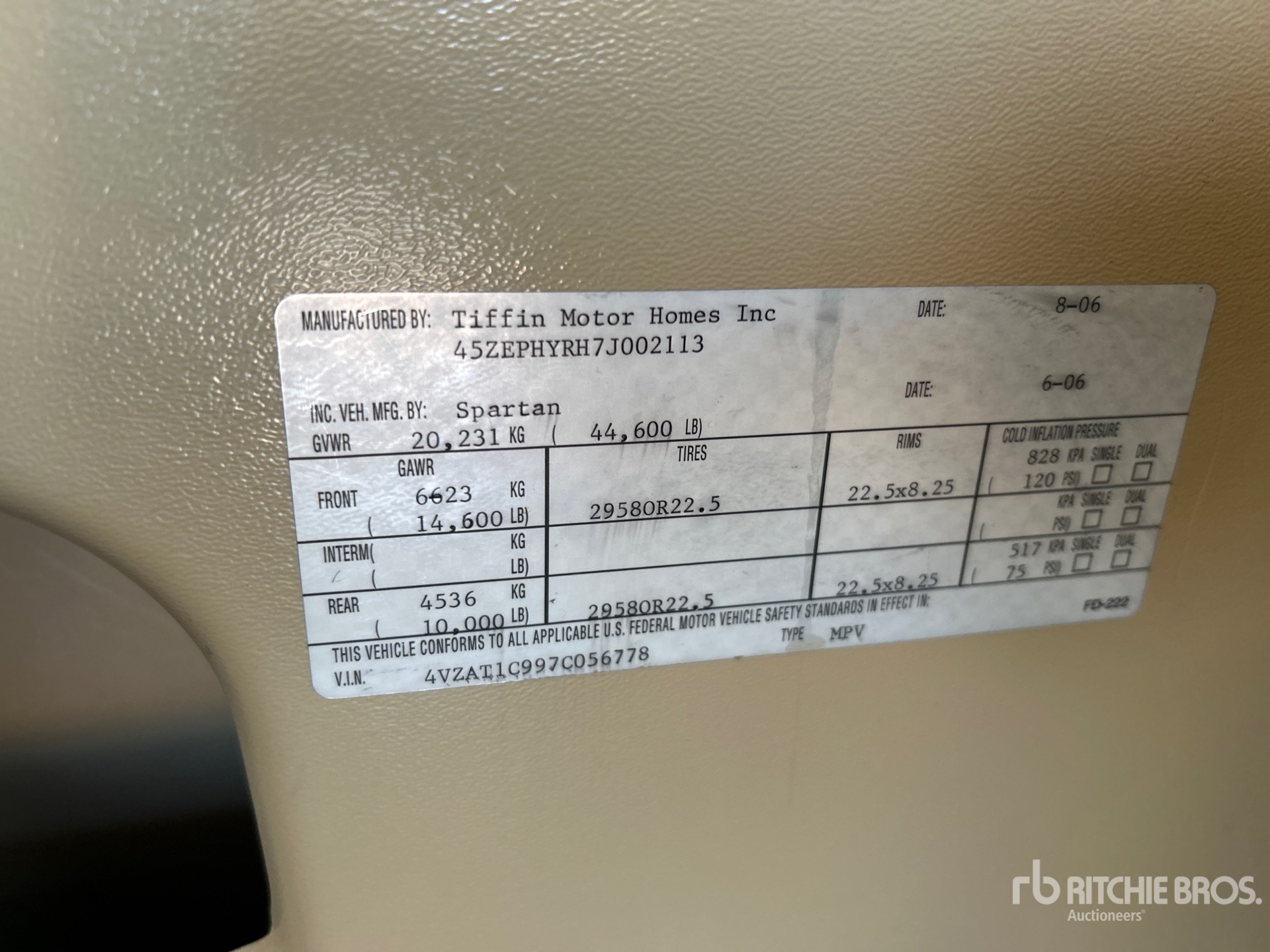 General Appearance with Serial Number / VIN