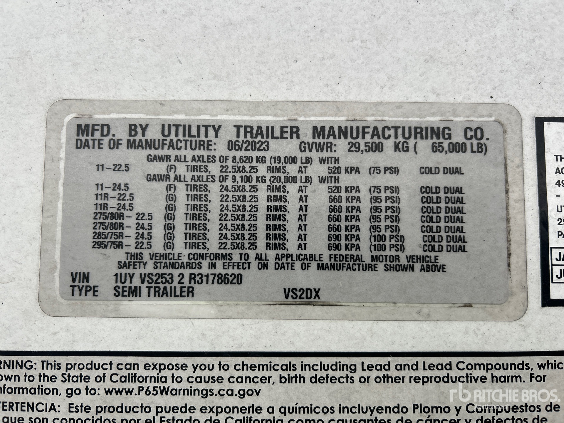 General Appearance with Serial Number / VIN