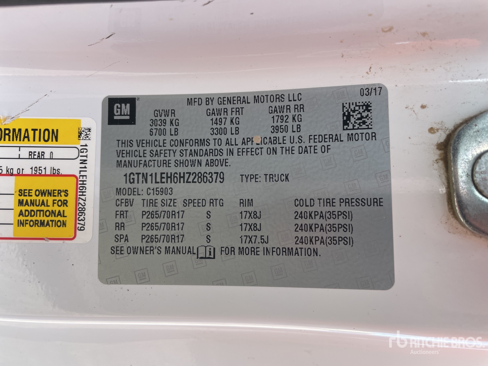 General Appearance with Serial Number / VIN