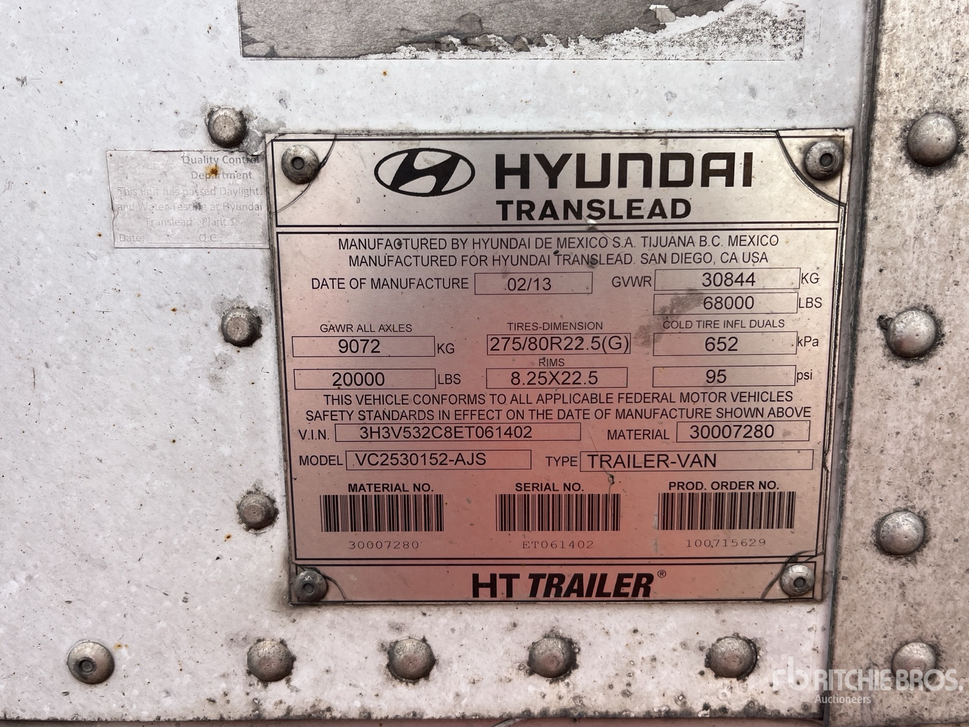 General Appearance with Serial Number / VIN