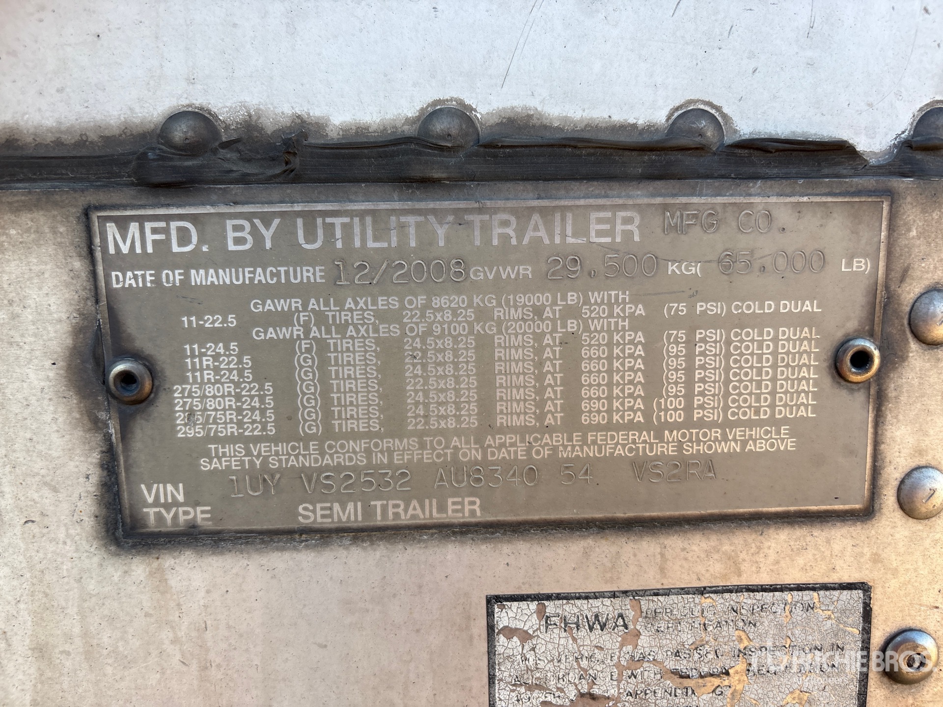 General Appearance with Serial Number / VIN