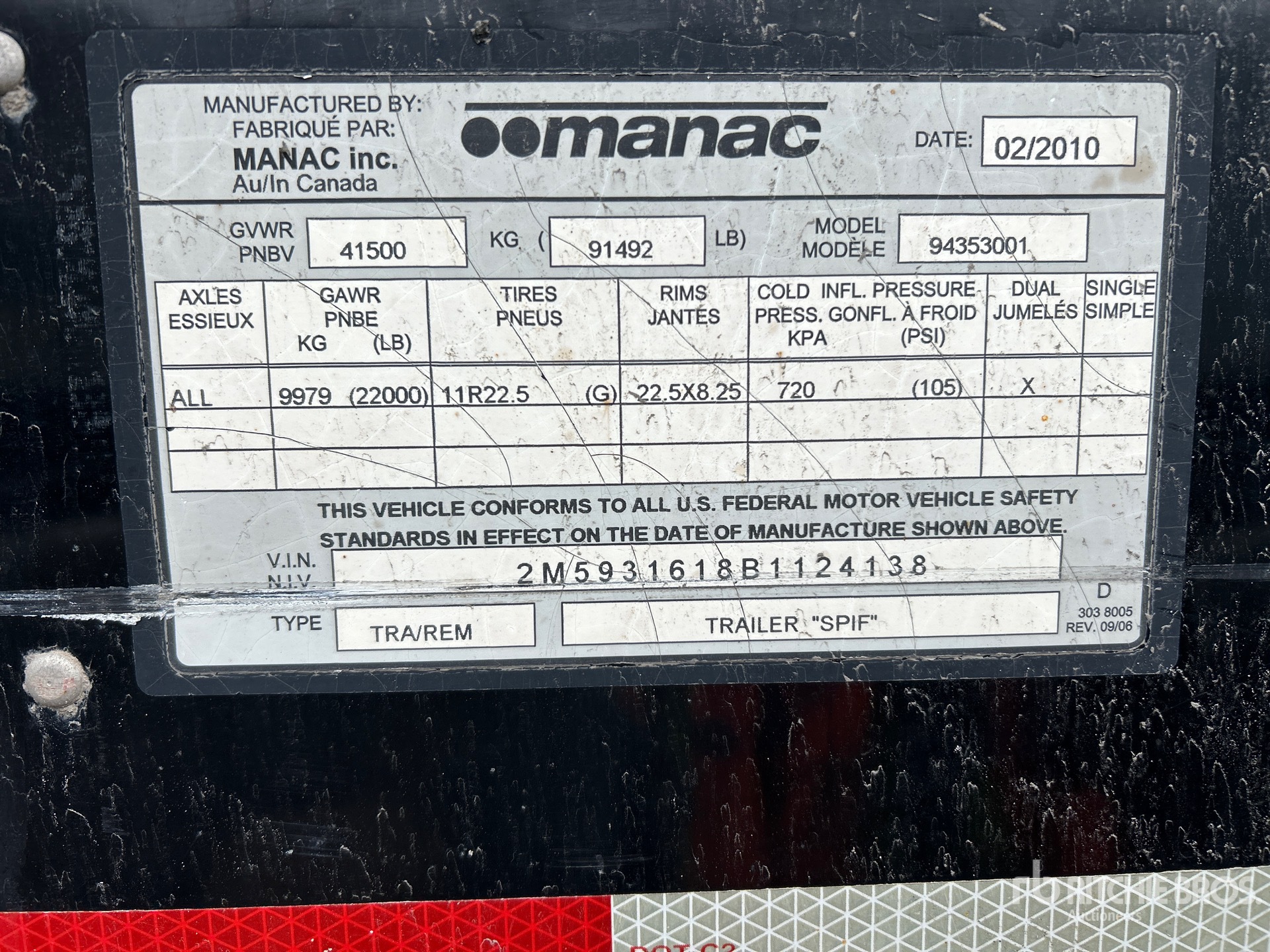 General Appearance with Serial Number / VIN