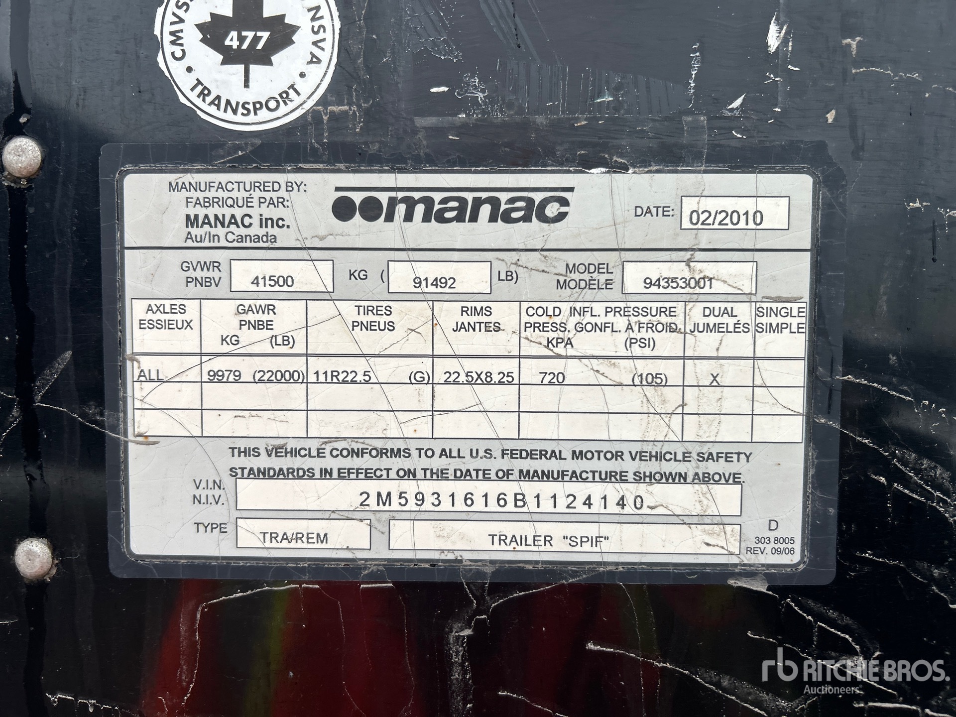 General Appearance with Serial Number / VIN