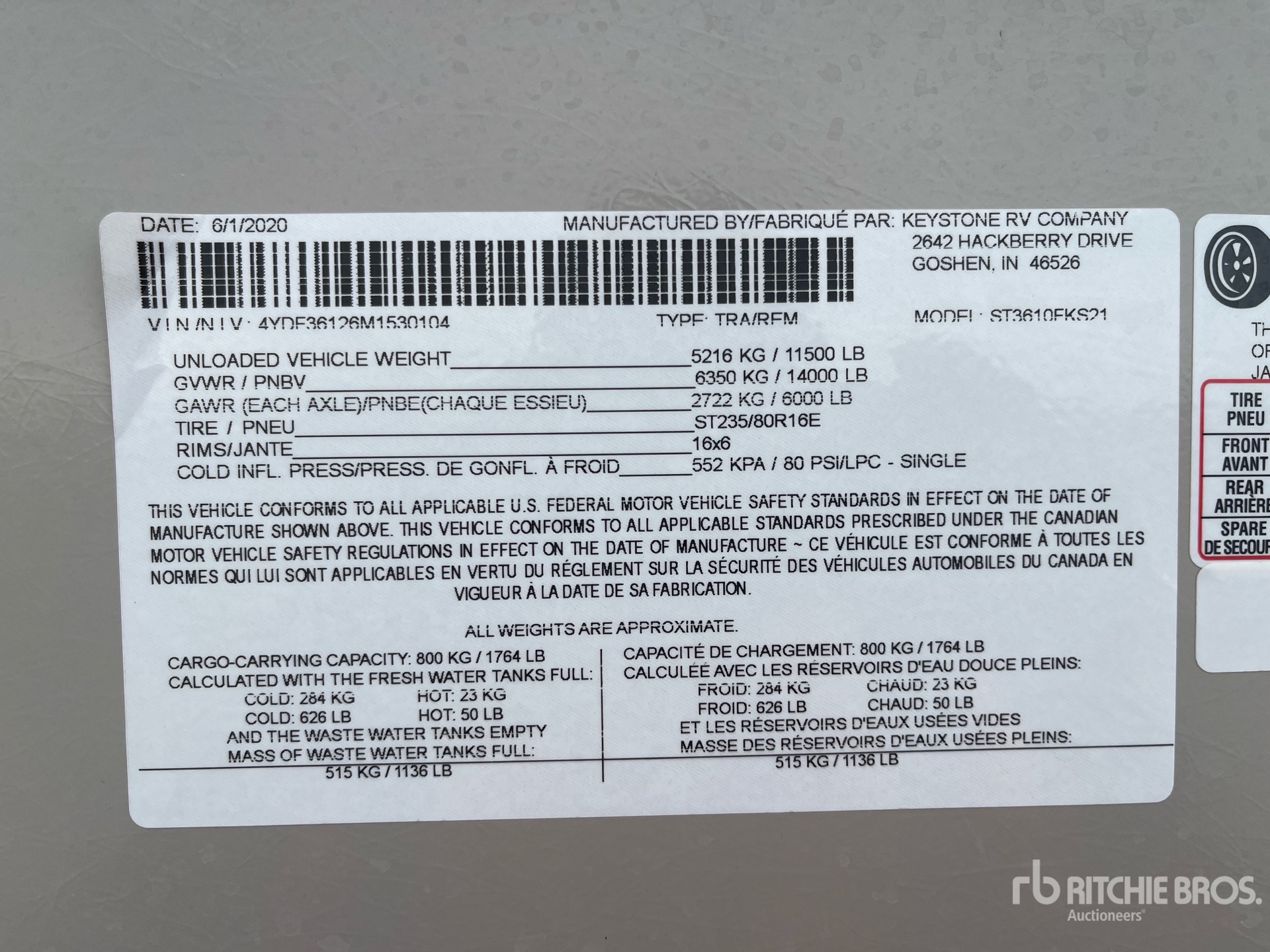 General Appearance with Serial Number / VIN