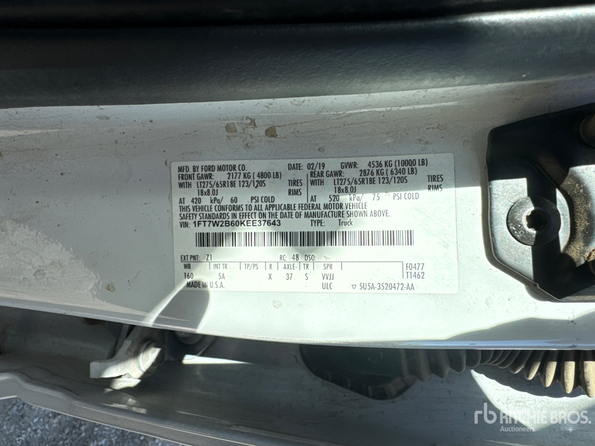 General Appearance with Serial Number / VIN