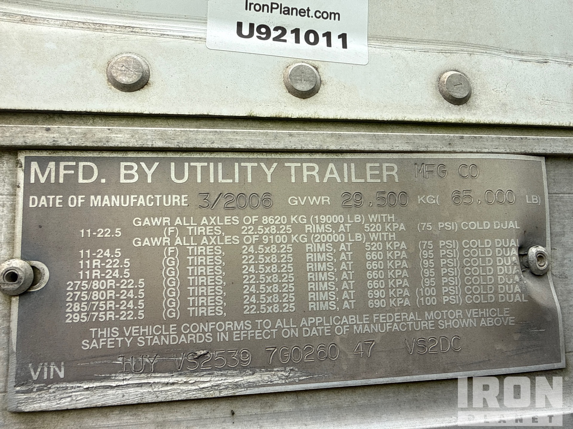 General Appearance with Serial Number / VIN