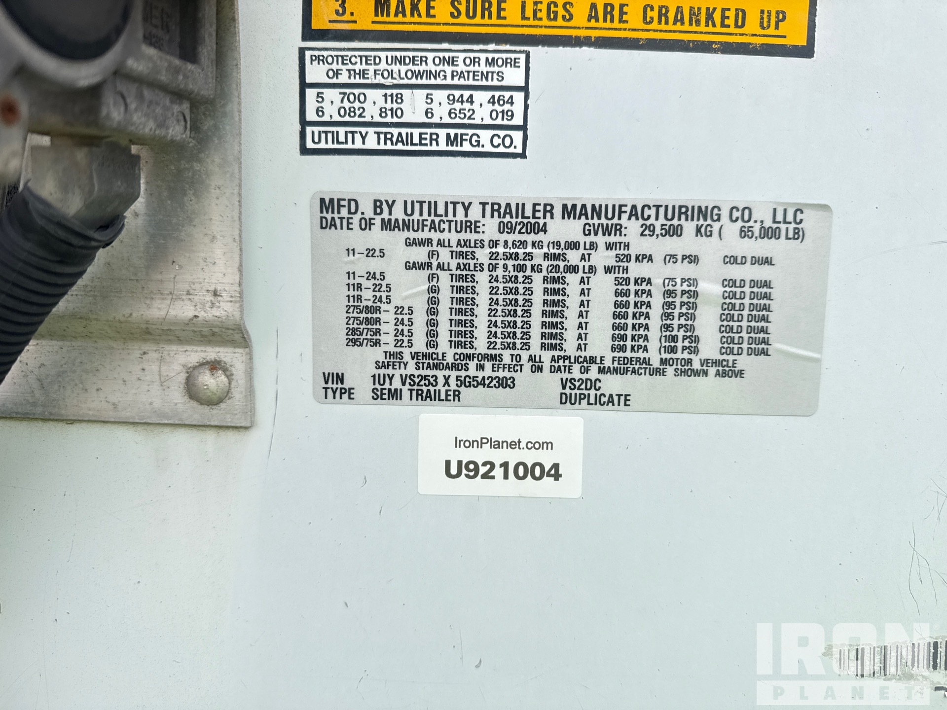 General Appearance with Serial Number / VIN