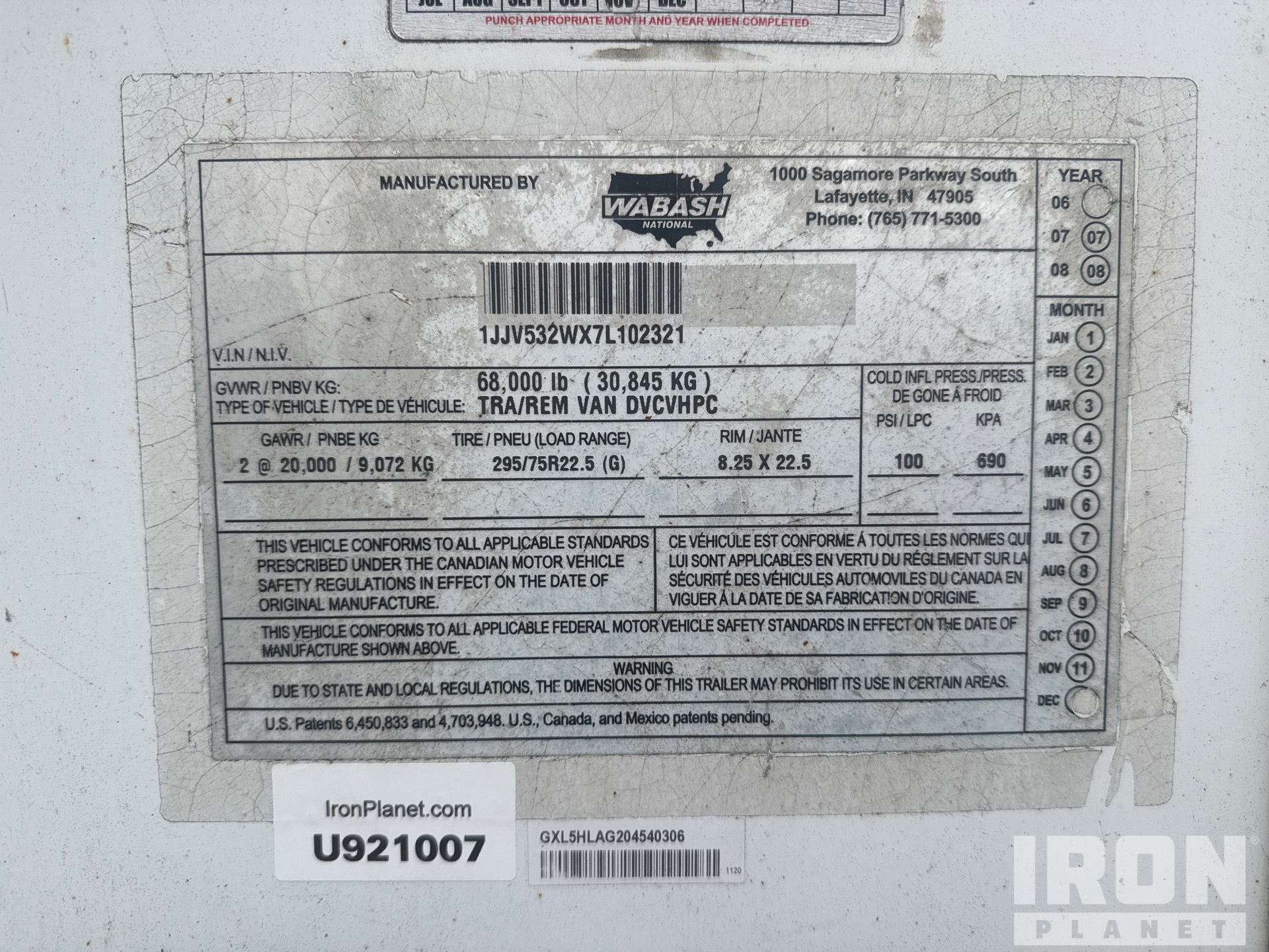 General Appearance with Serial Number / VIN