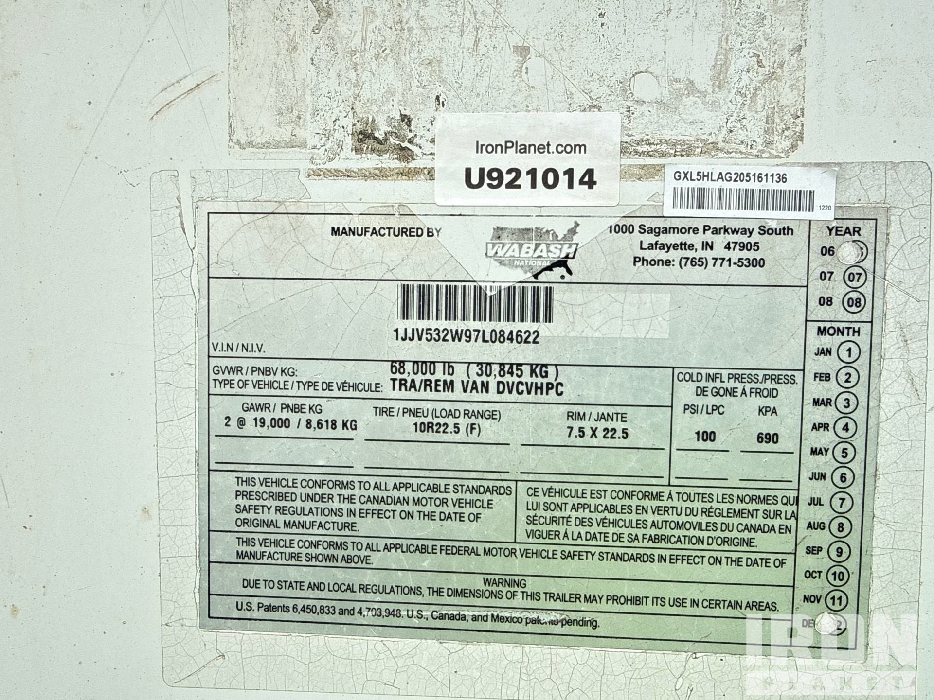 General Appearance with Serial Number / VIN