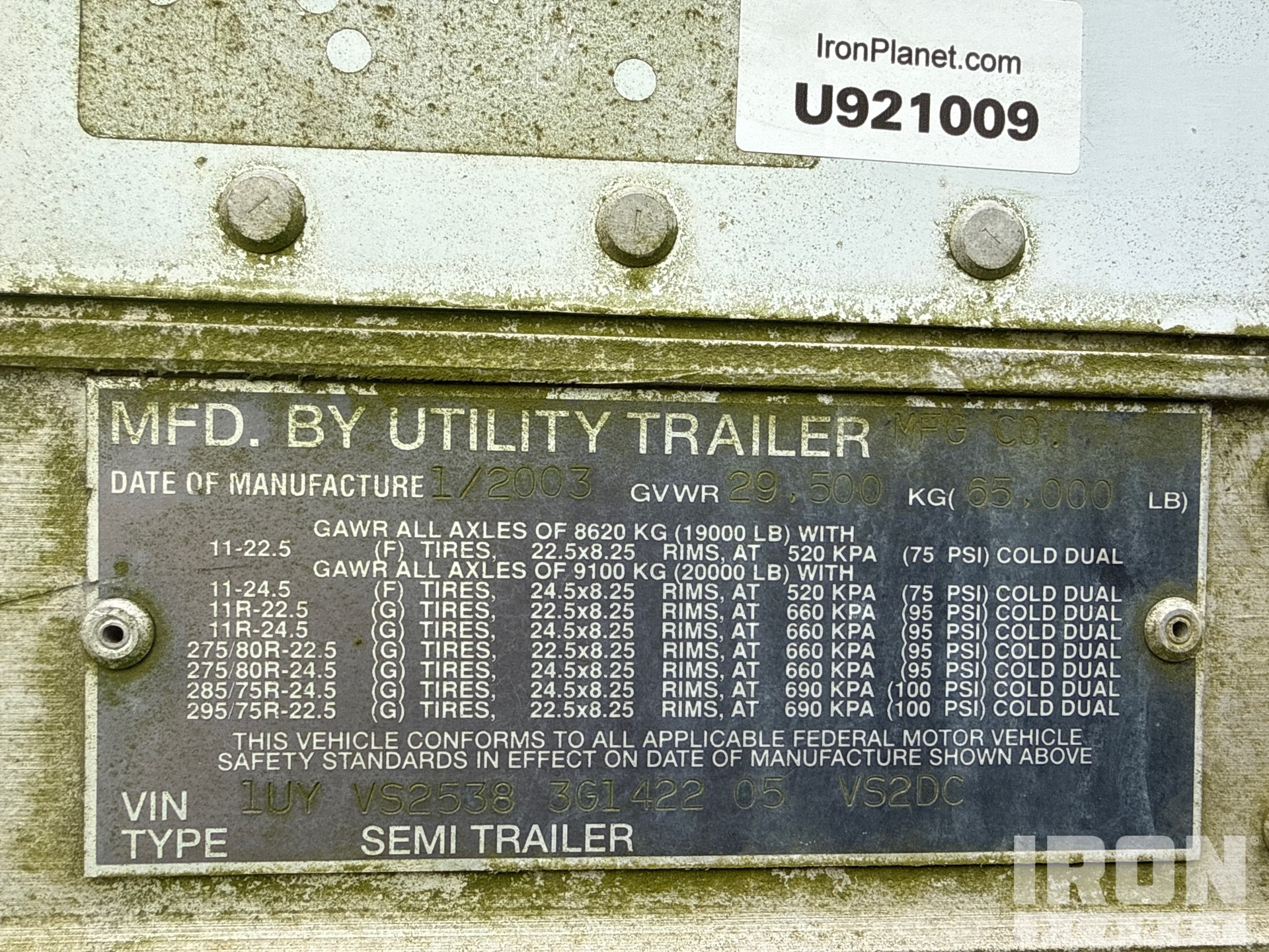 General Appearance with Serial Number / VIN