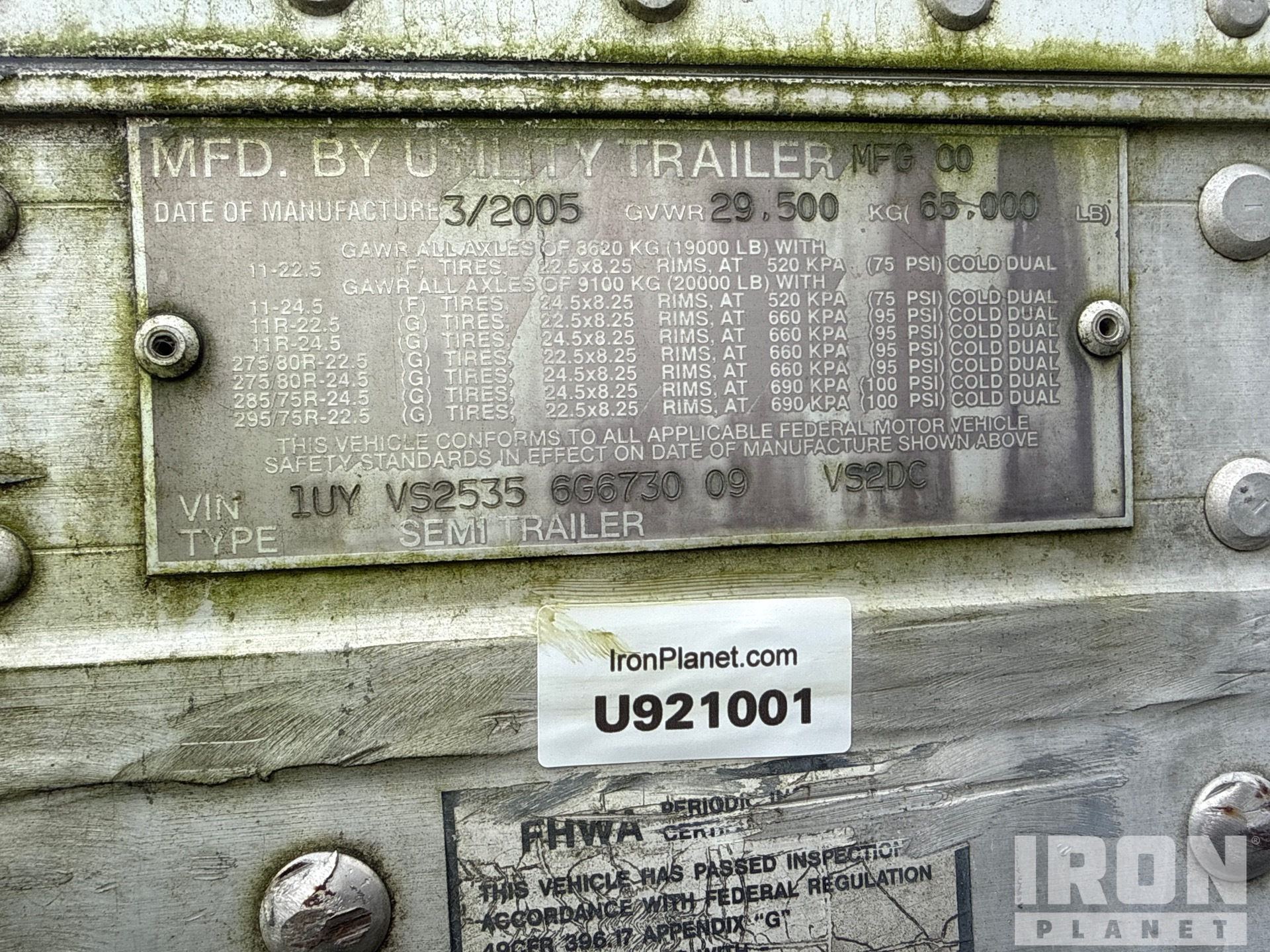 General Appearance with Serial Number / VIN