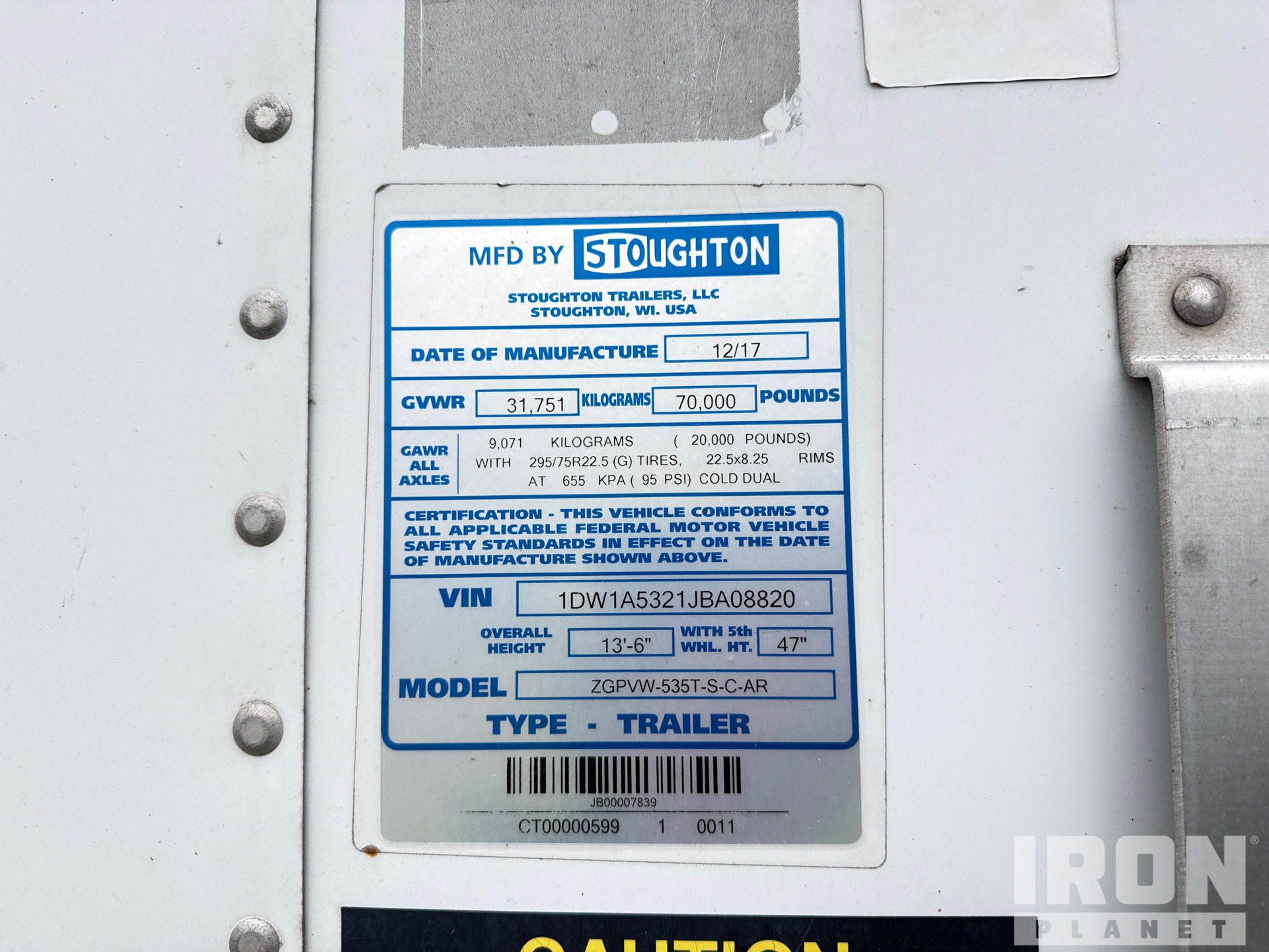 General Appearance with Serial Number / VIN