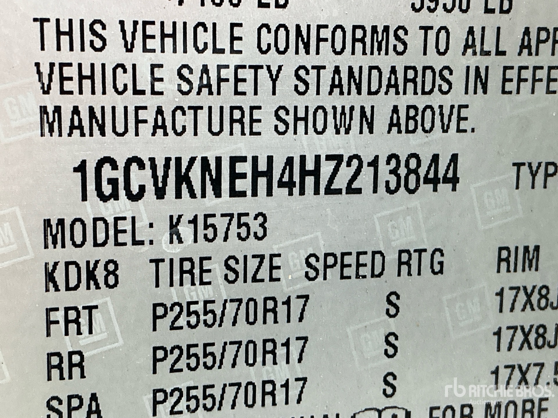 General Appearance with Serial Number / VIN