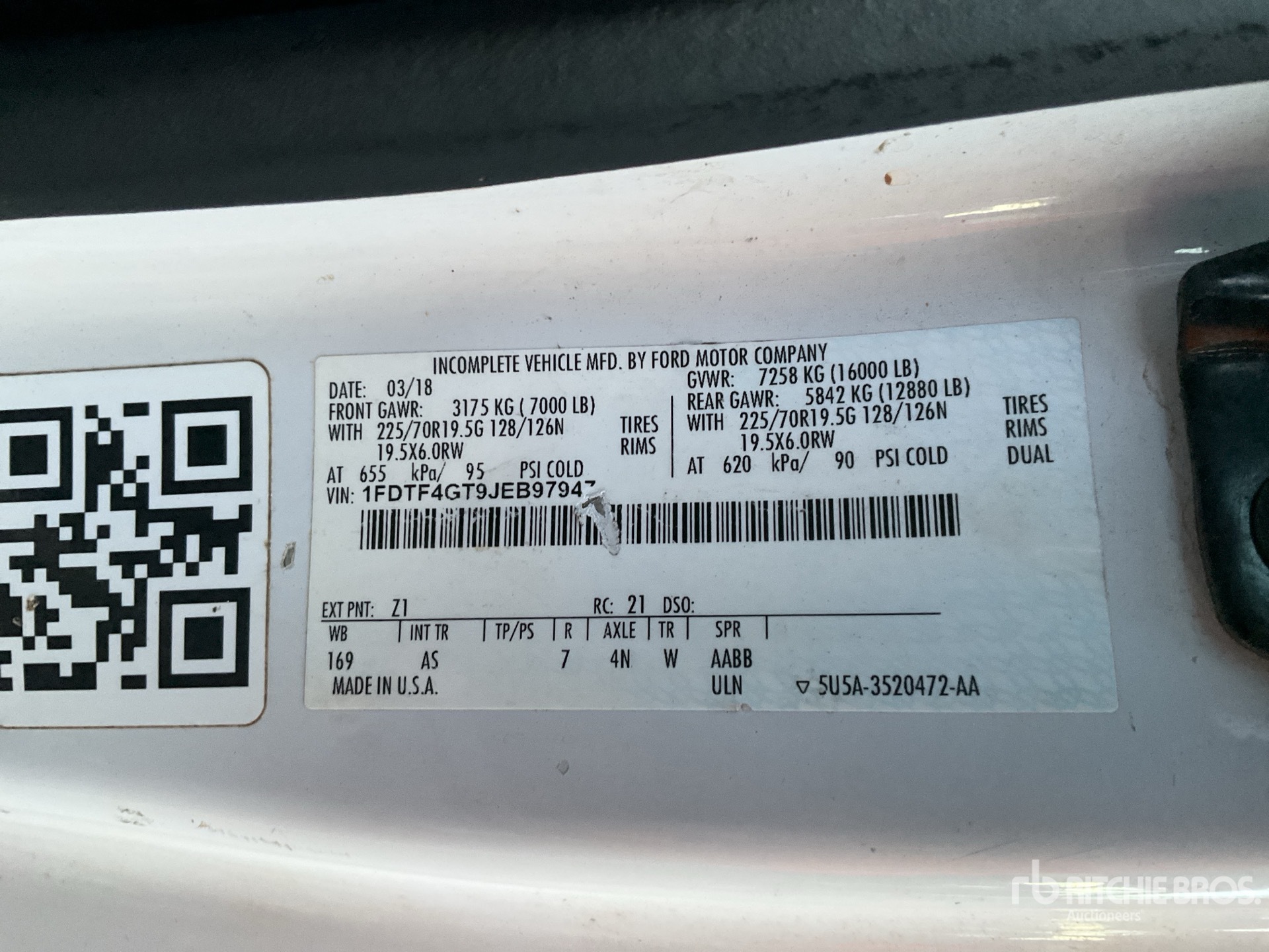 General Appearance with Serial Number / VIN