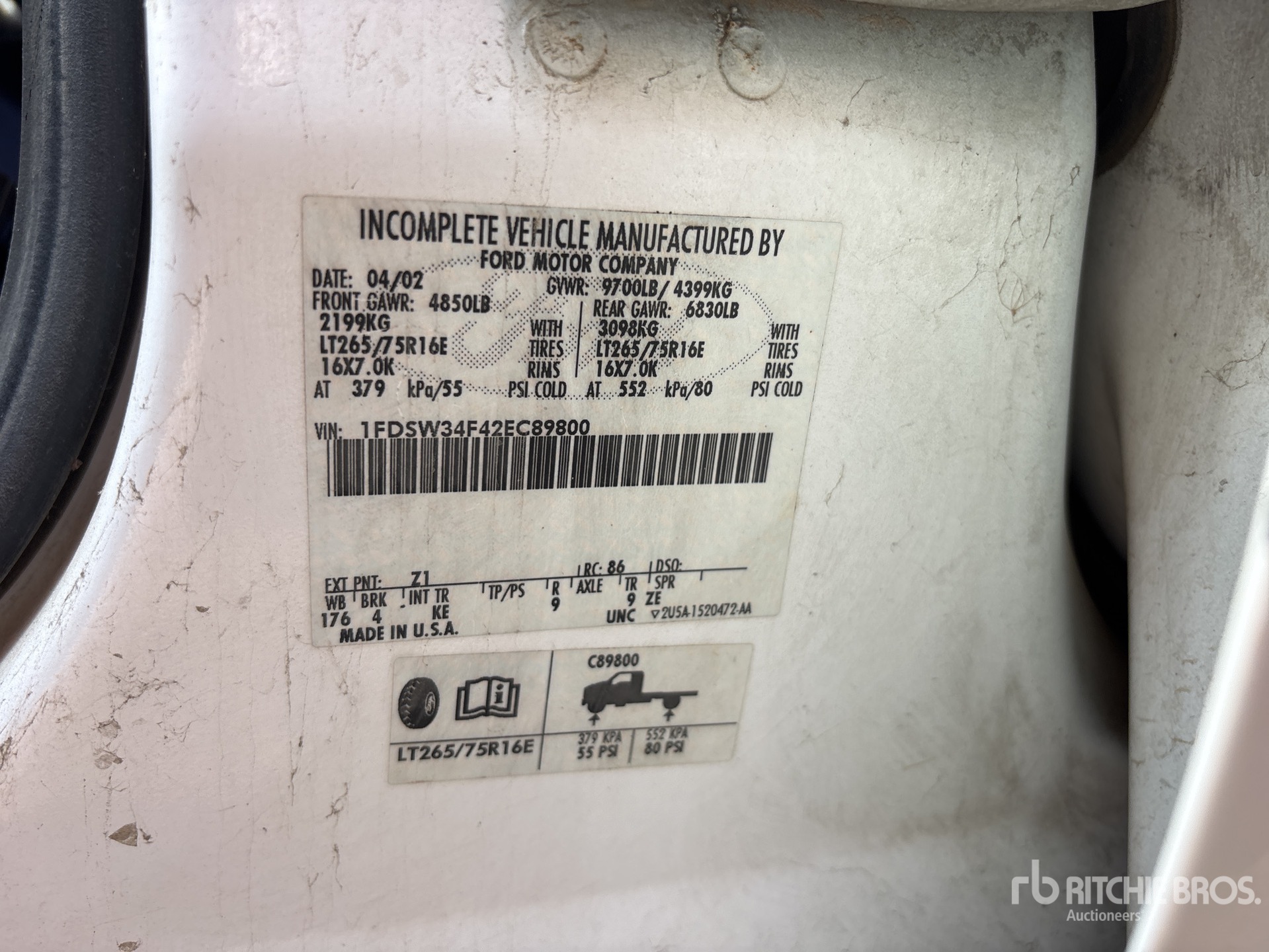 General Appearance with Serial Number / VIN