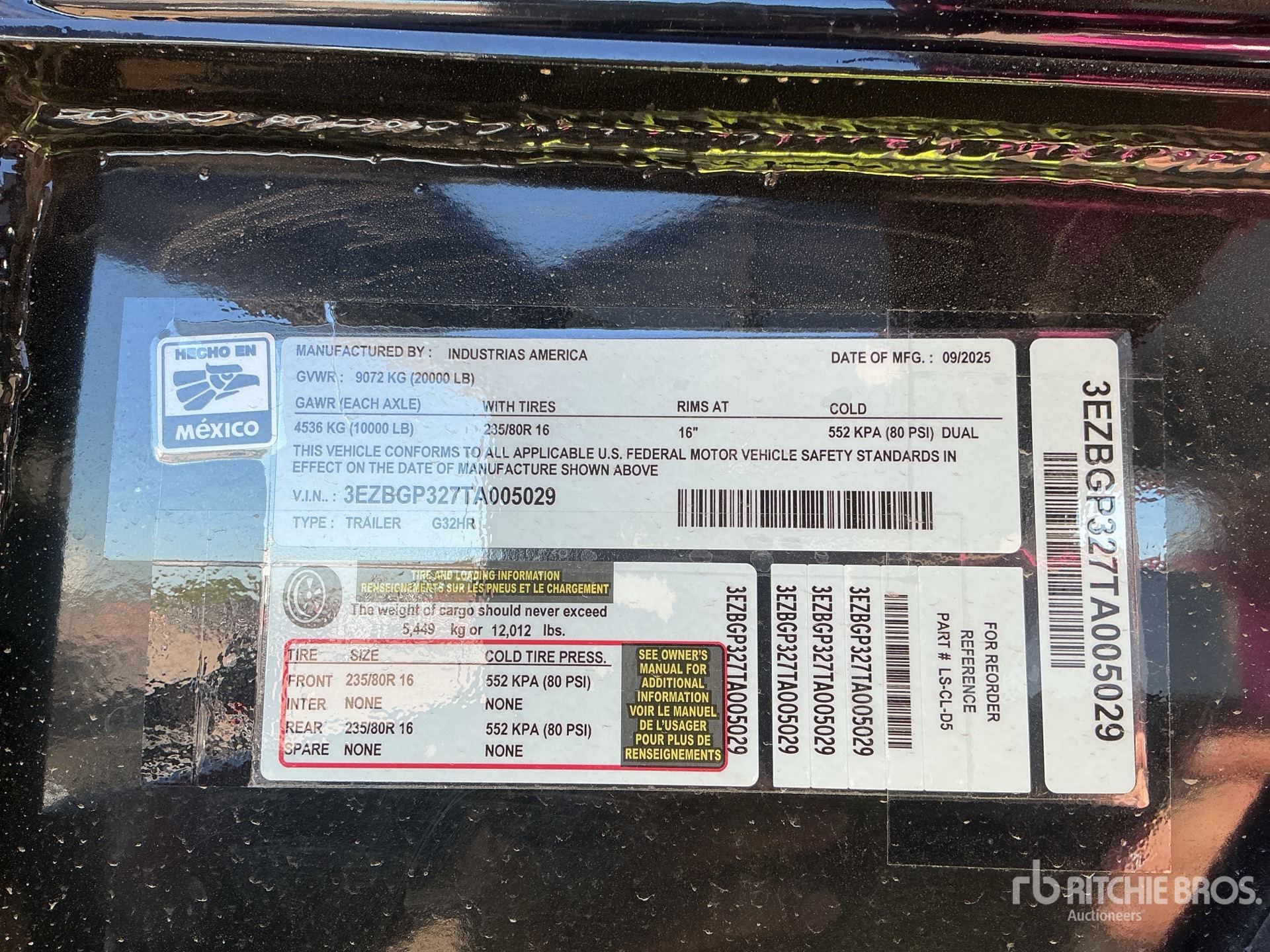 General Appearance with Serial Number / VIN