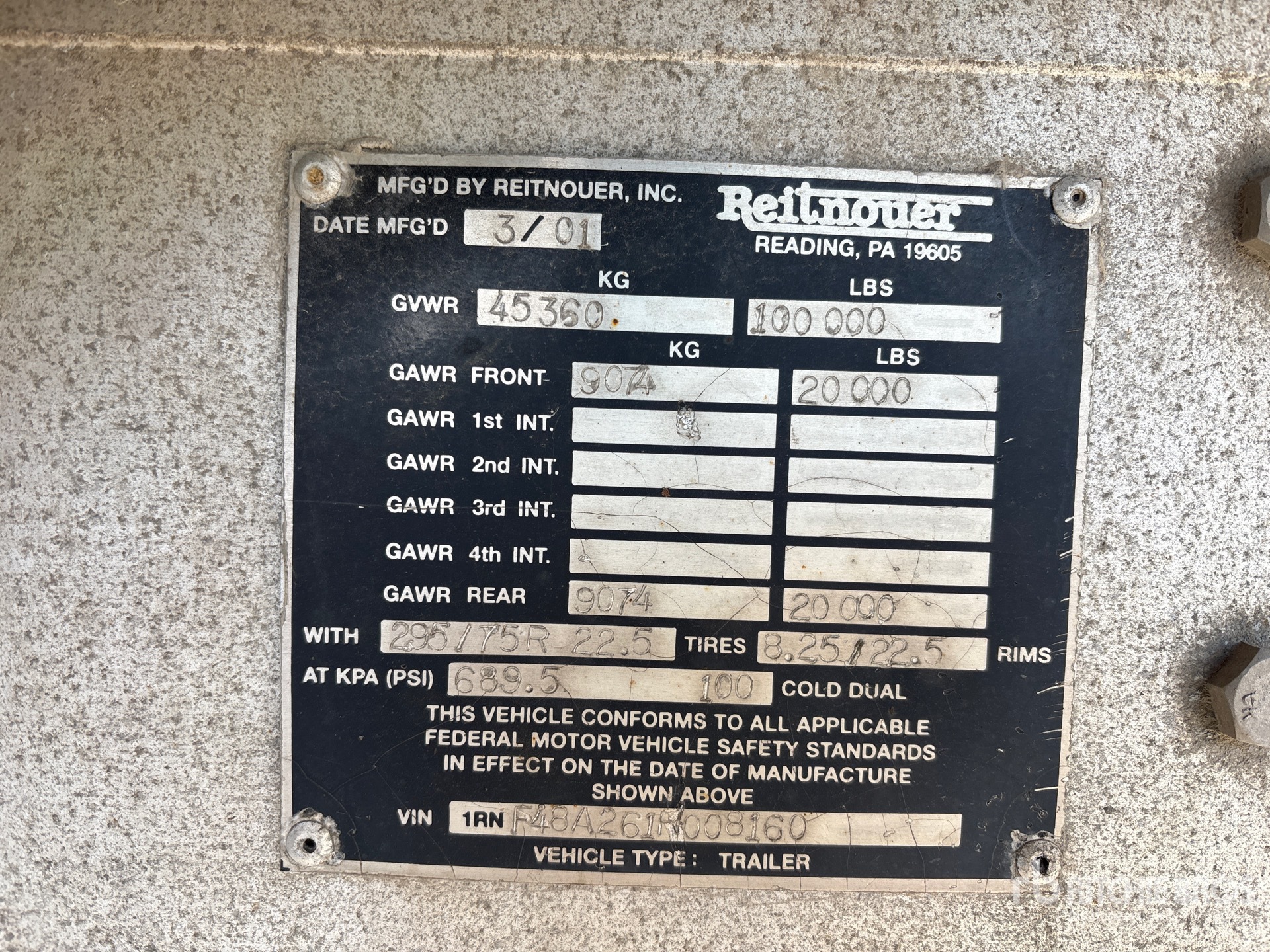 General Appearance with Serial Number / VIN