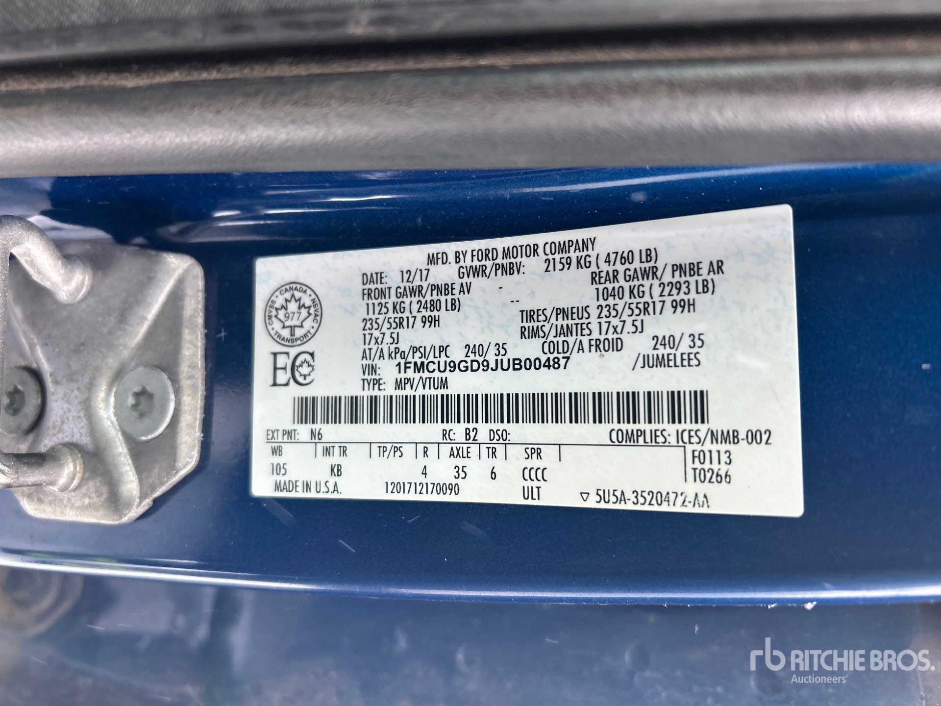 General Appearance with Serial Number / VIN