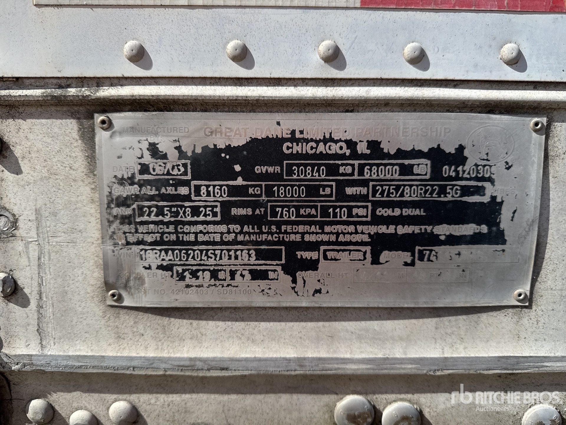 General Appearance with Serial Number / VIN