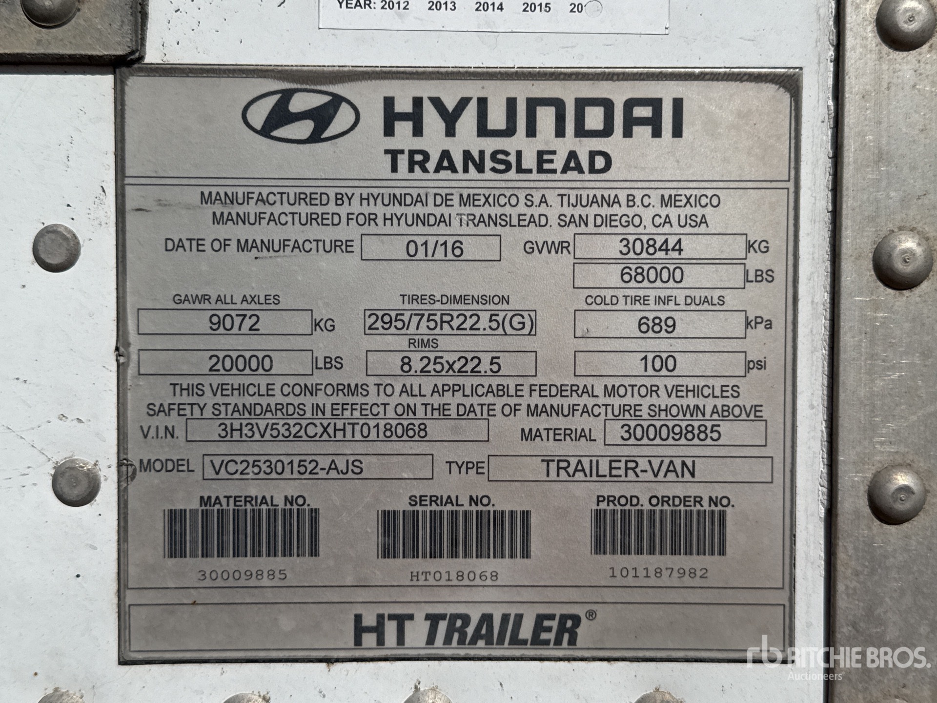 General Appearance with Serial Number / VIN