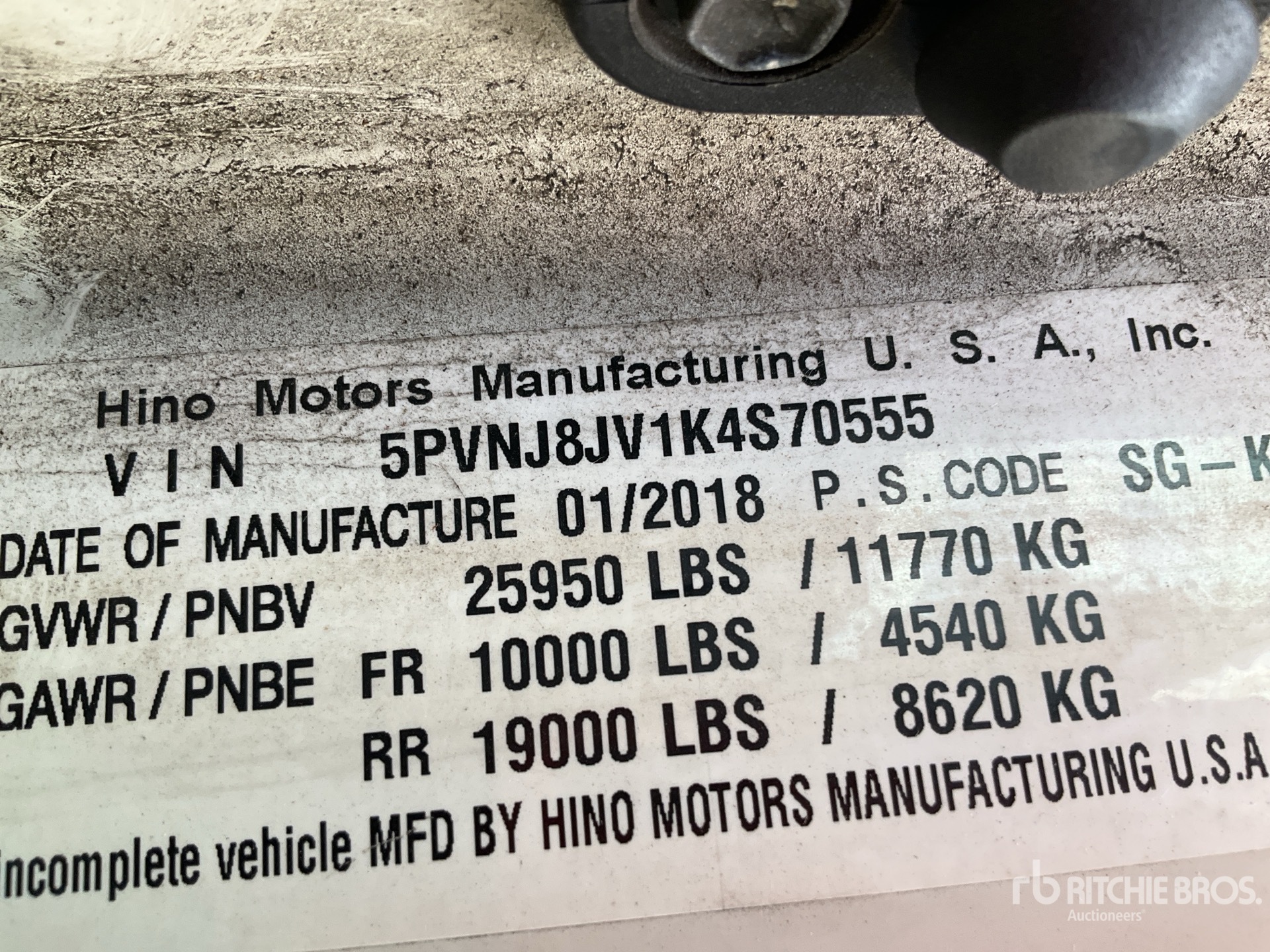 General Appearance with Serial Number / VIN