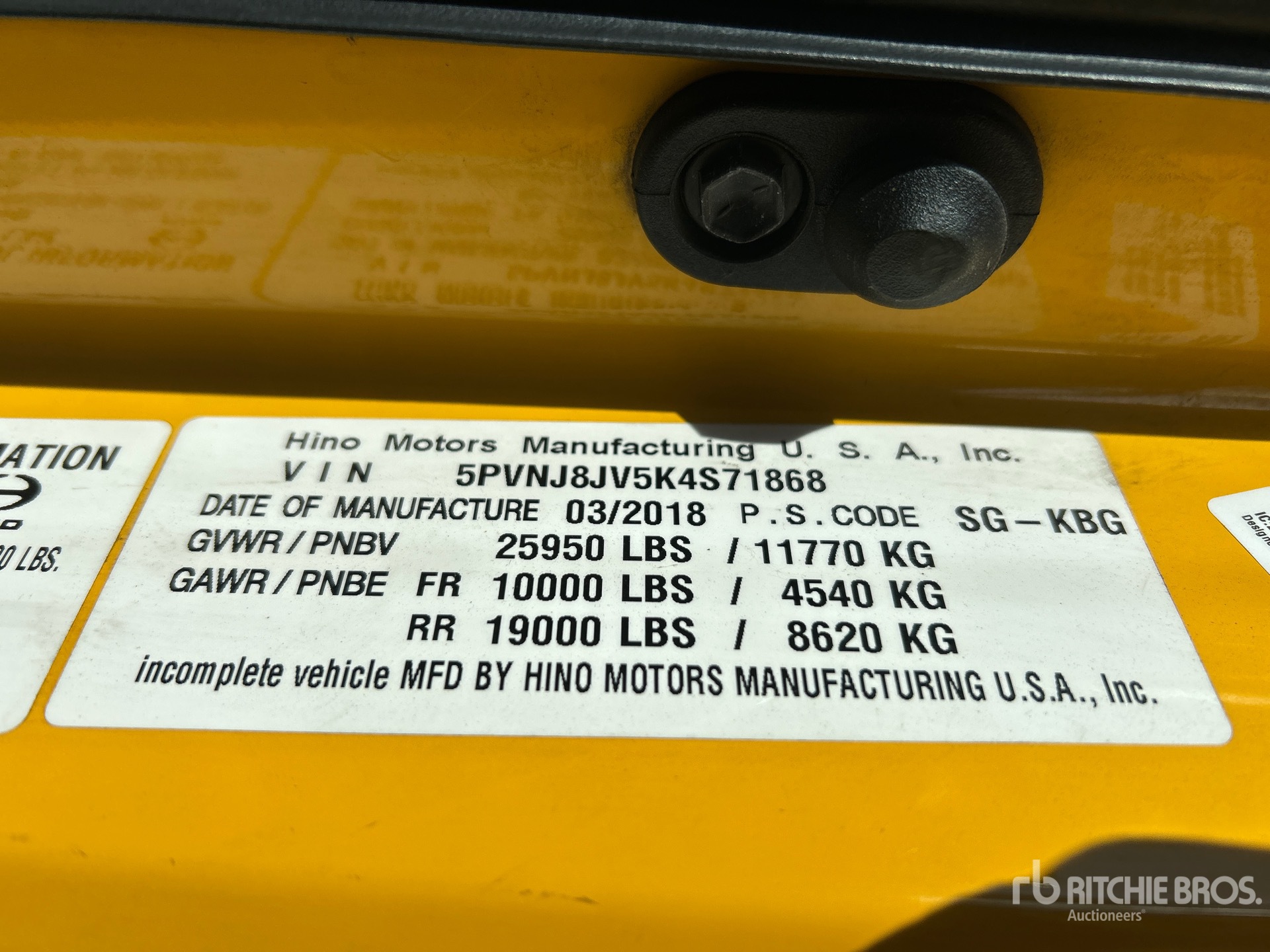 General Appearance with Serial Number / VIN