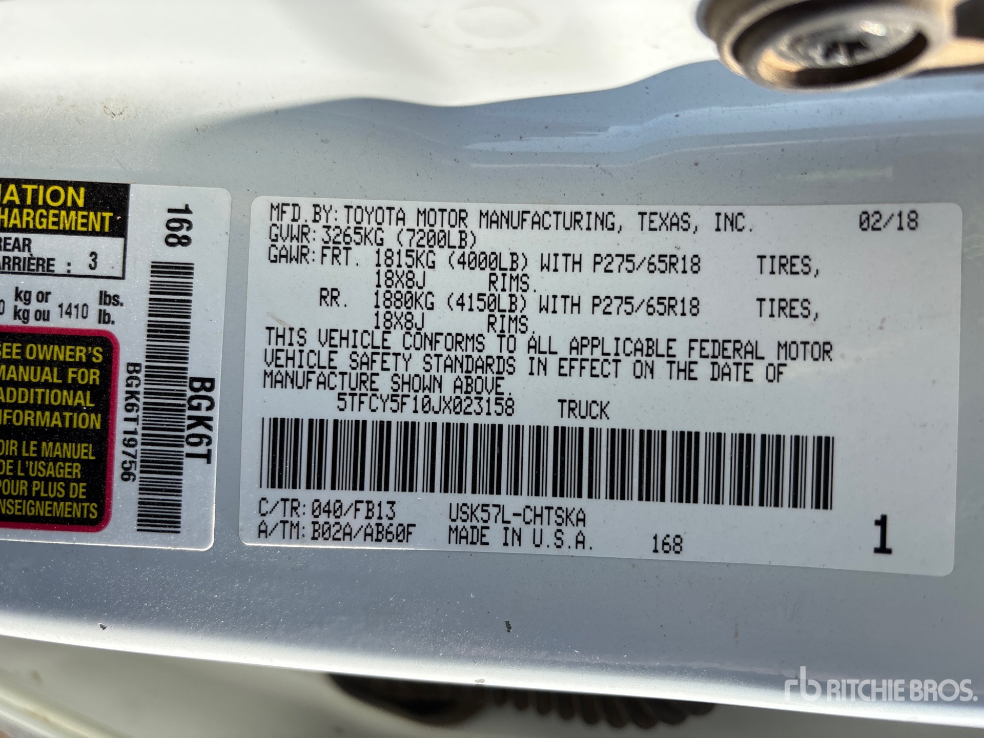 General Appearance with Serial Number / VIN