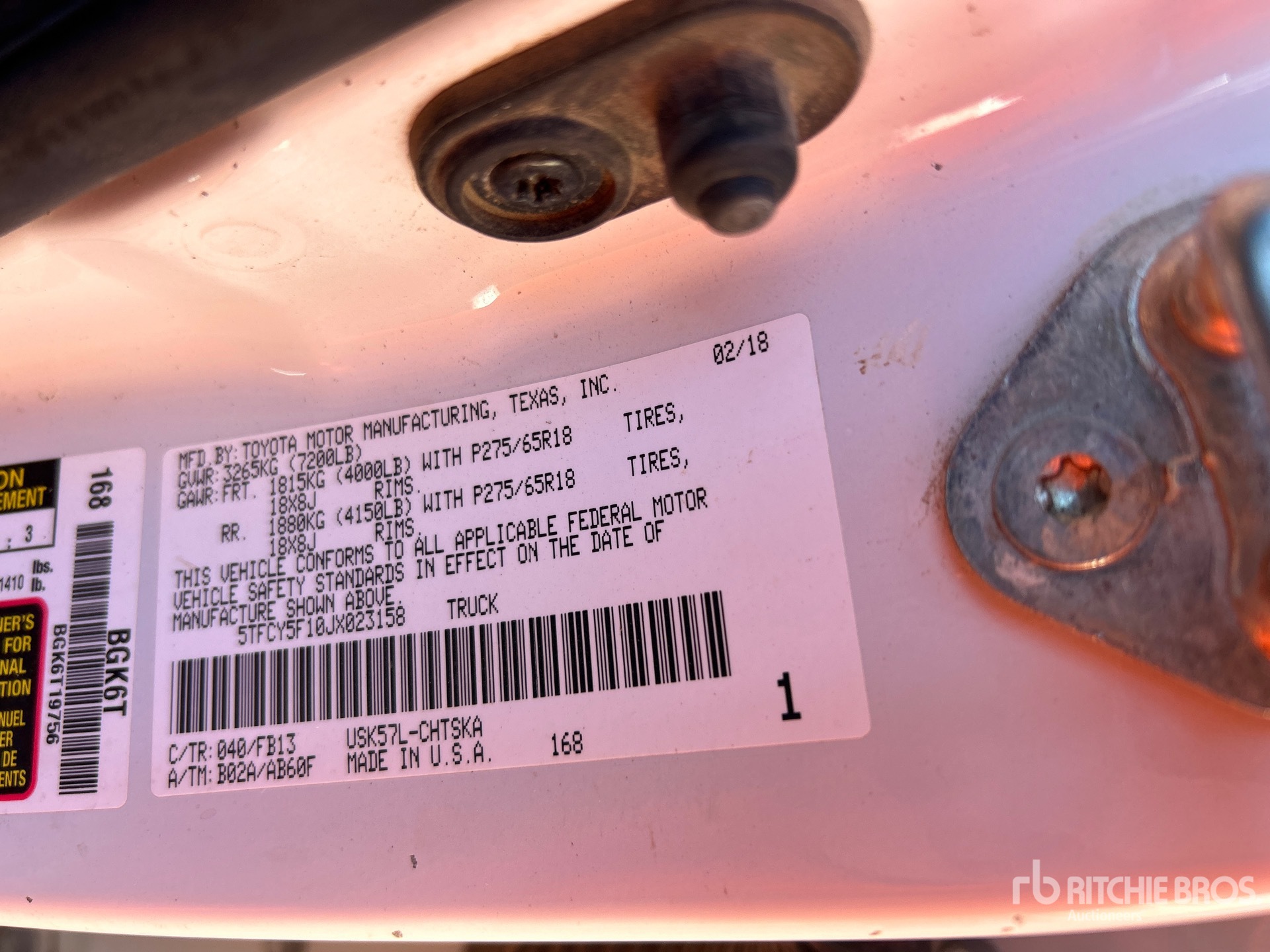 General Appearance with Serial Number / VIN