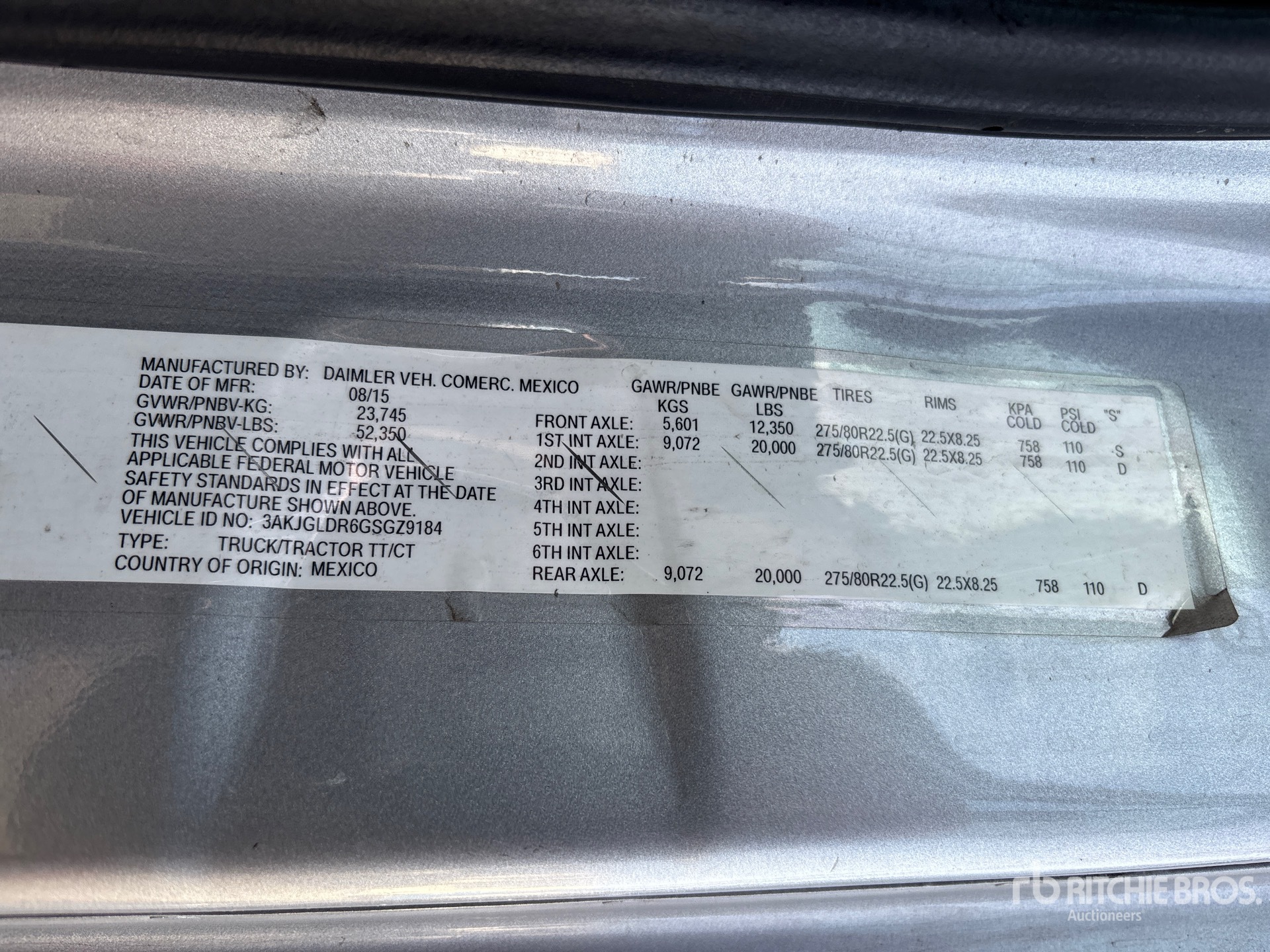 General Appearance with Serial Number / VIN