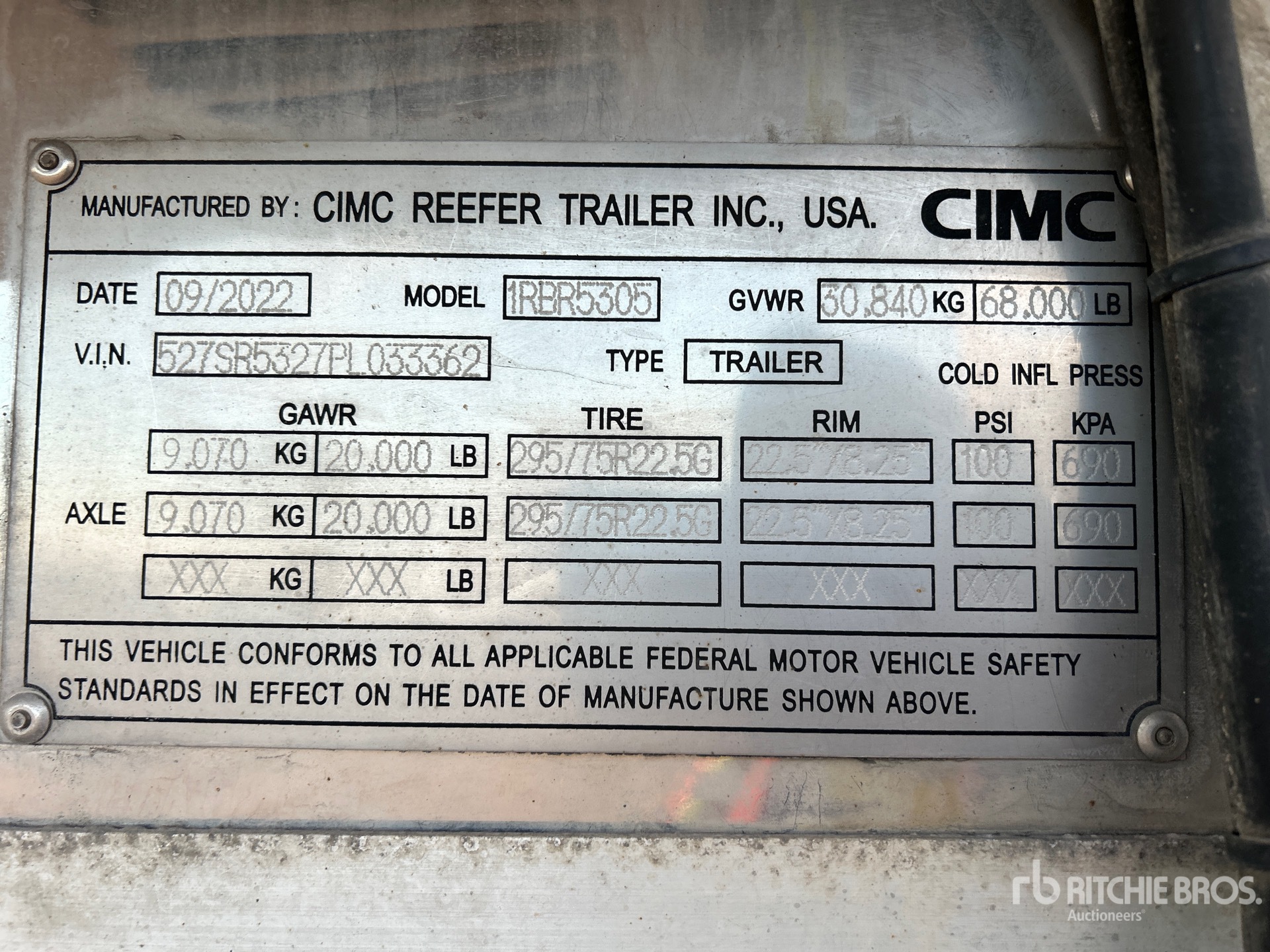 General Appearance with Serial Number / VIN
