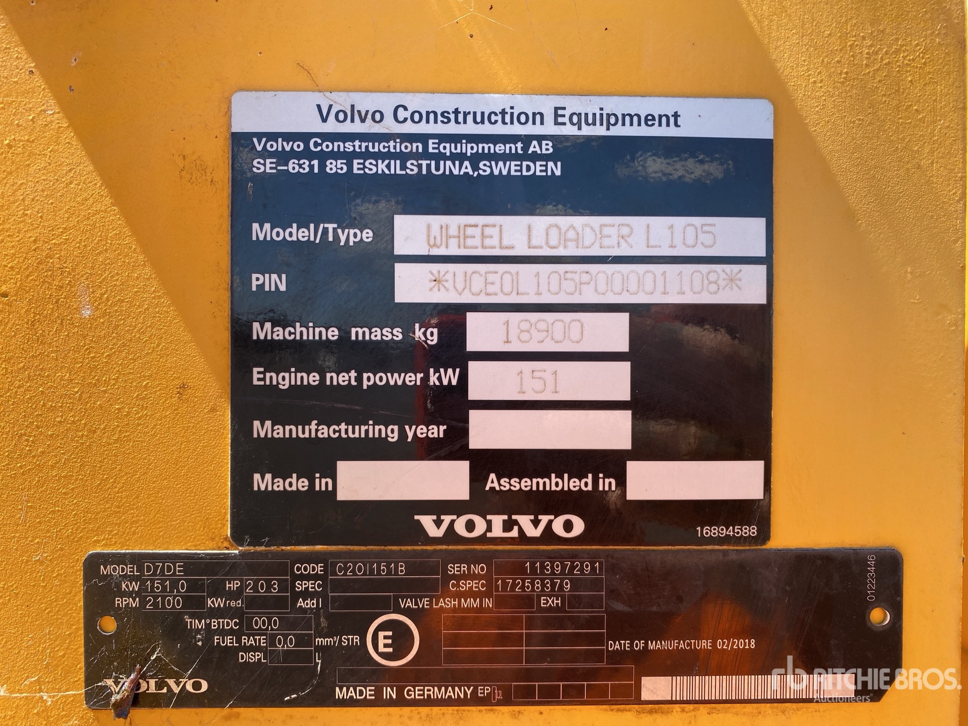 General Appearance with Serial Number / VIN