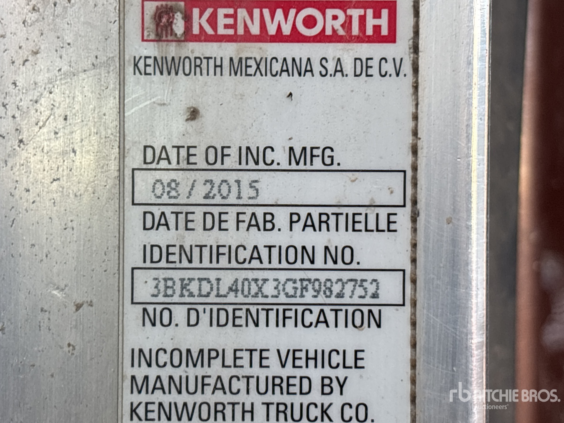 General Appearance with Serial Number / VIN