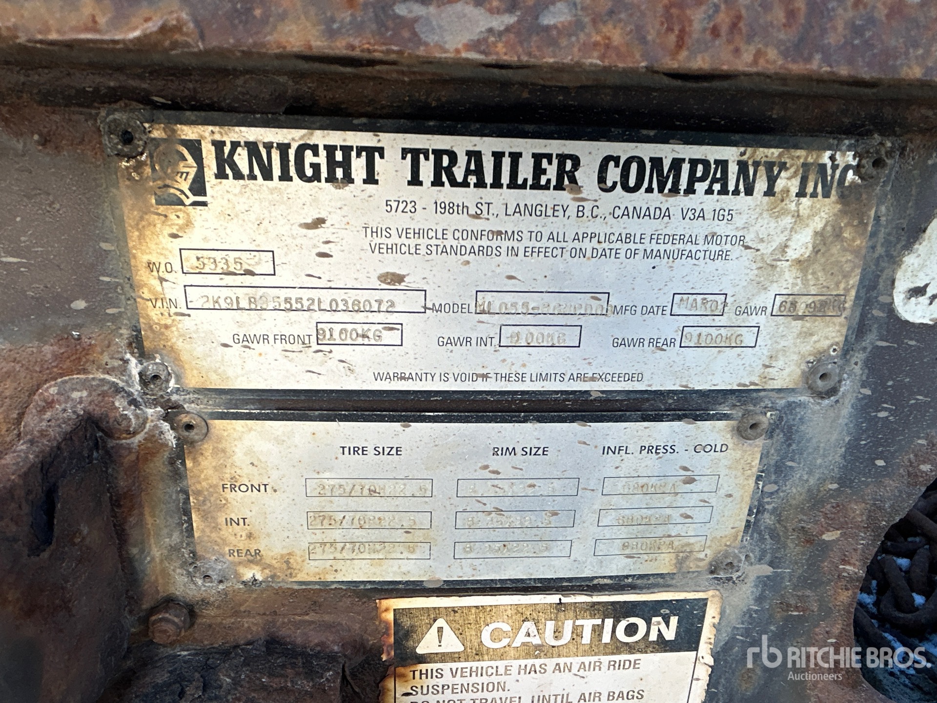 General Appearance with Serial Number / VIN