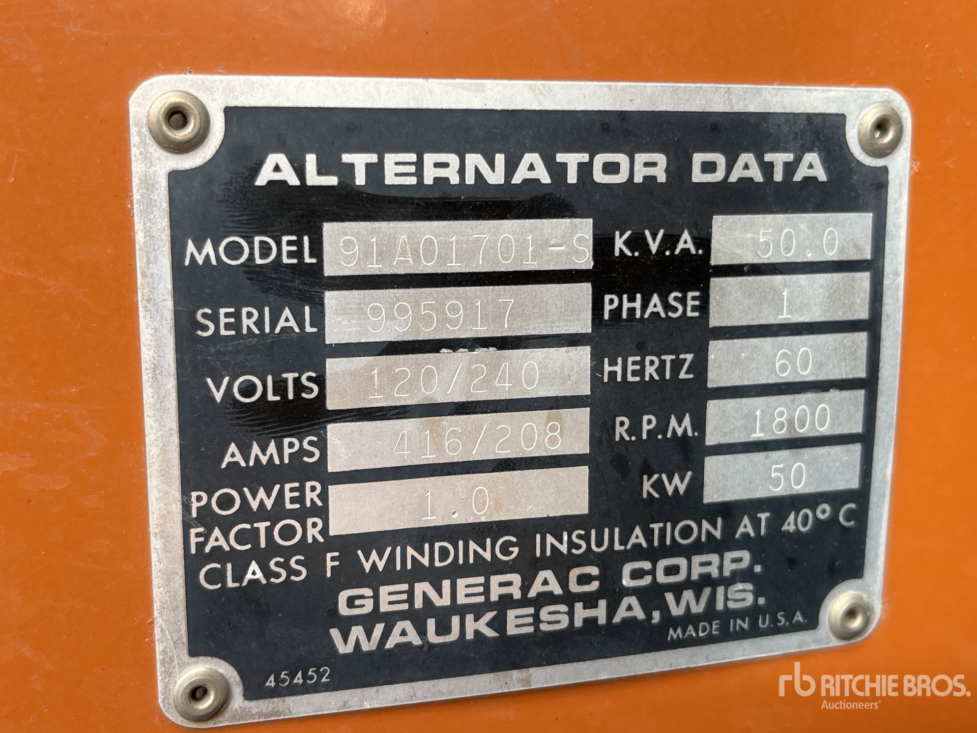 General Appearance with Unit Serial Number