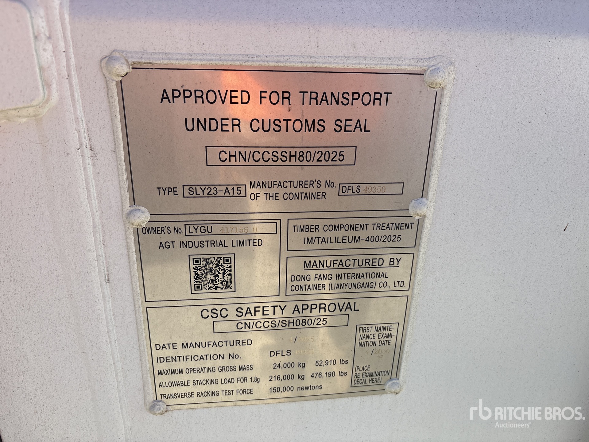 General Appearance with Serial Number / VIN