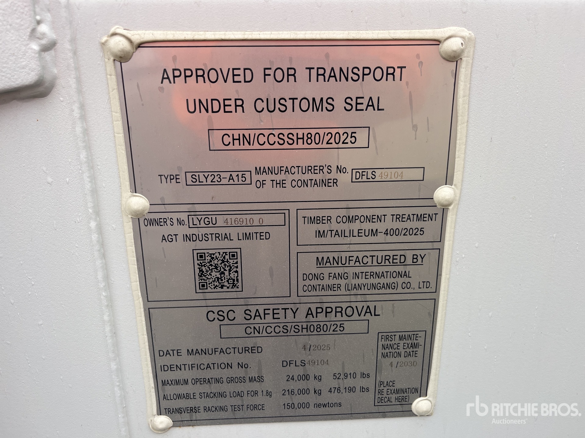 General Appearance with Serial Number / VIN