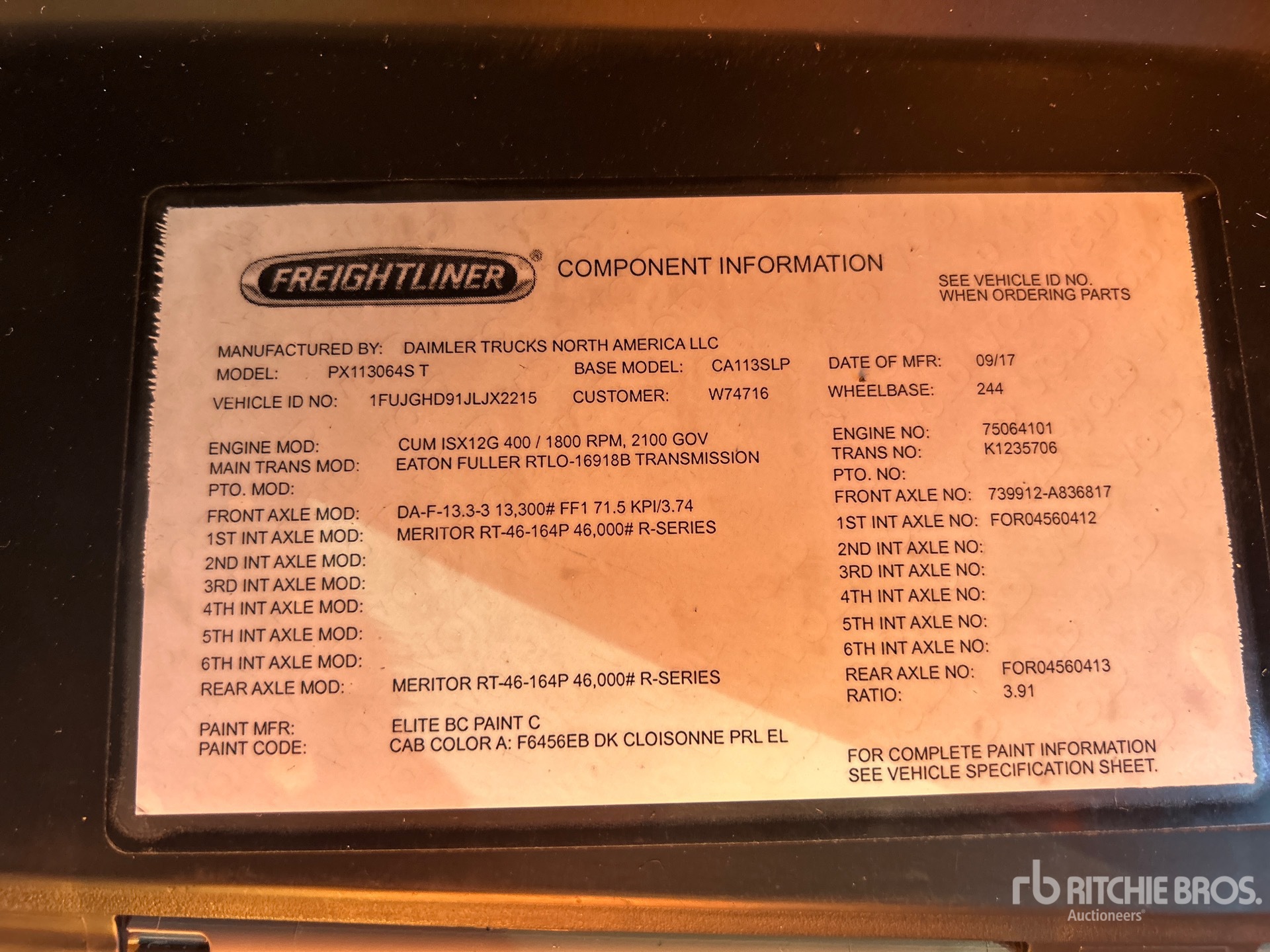 General Appearance with Serial Number / VIN