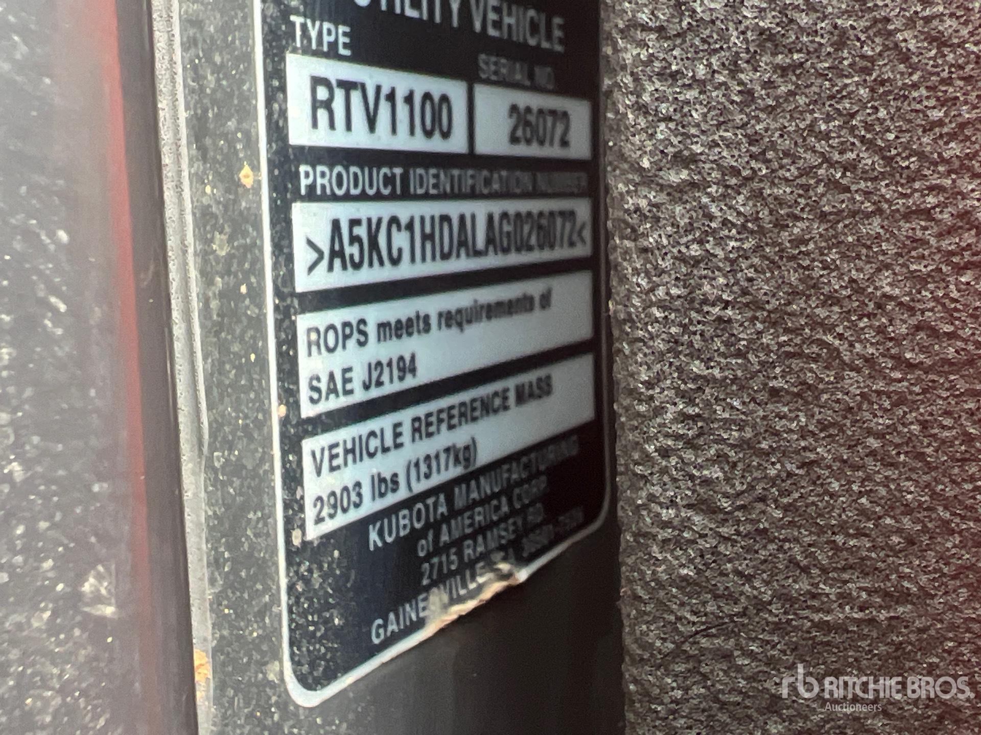 General Appearance with Serial Number / VIN