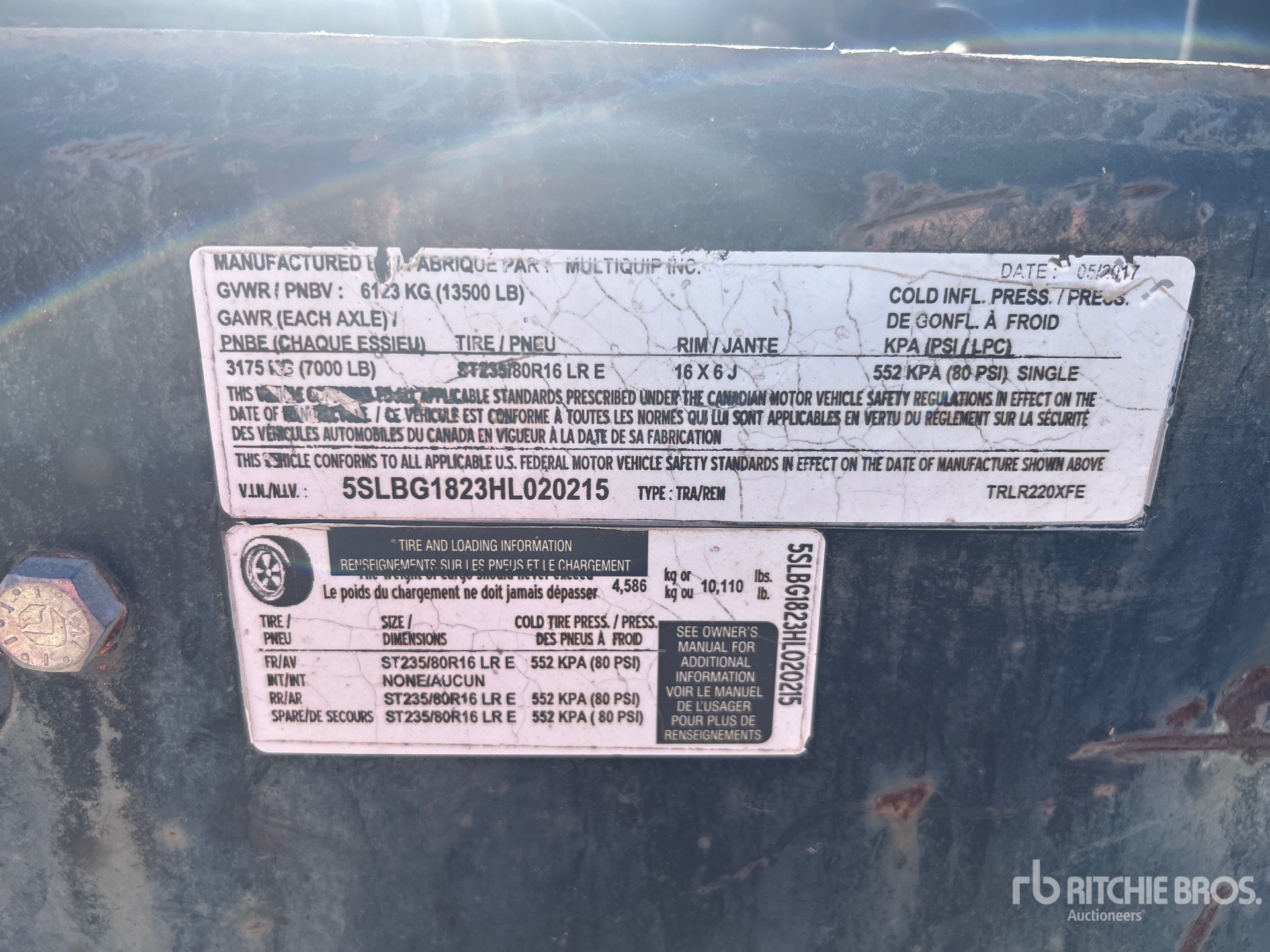 General Appearance with Serial Number / VIN