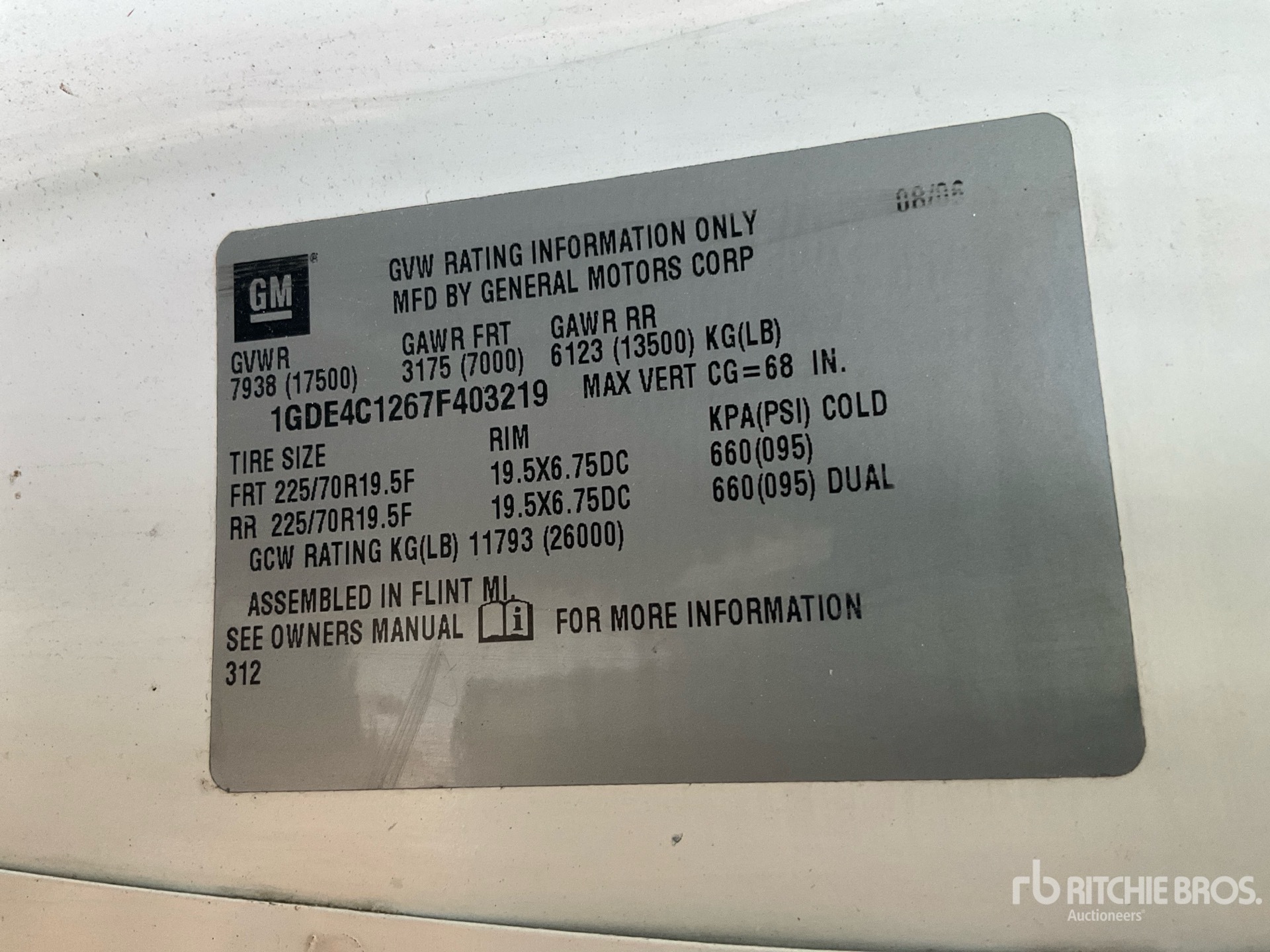 General Appearance with Serial Number / VIN