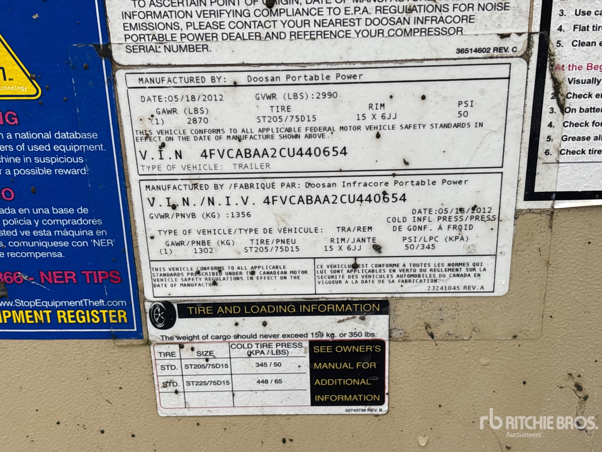 General Appearance with Serial Number / VIN