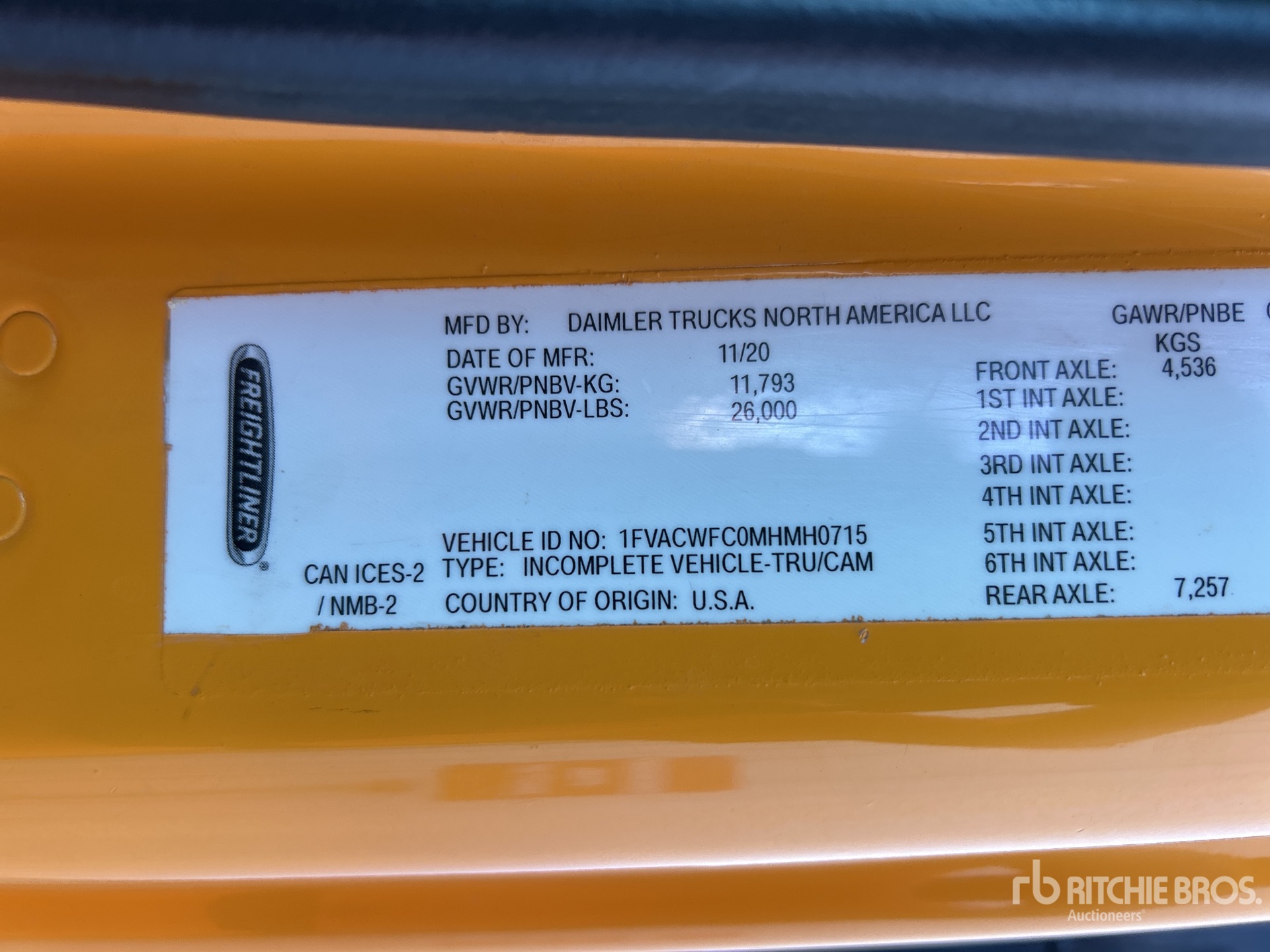 General Appearance with Serial Number / VIN