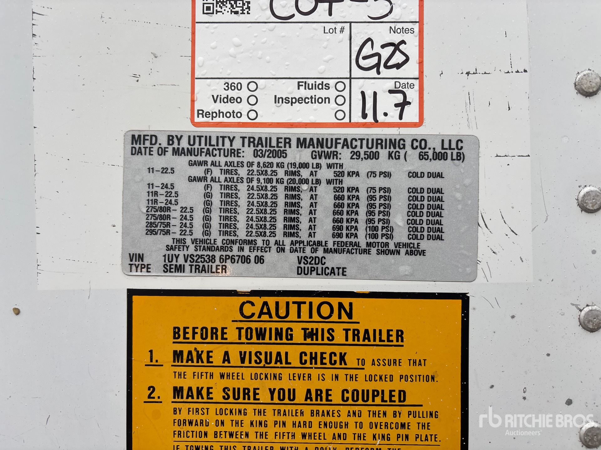 General Appearance with Serial Number / VIN