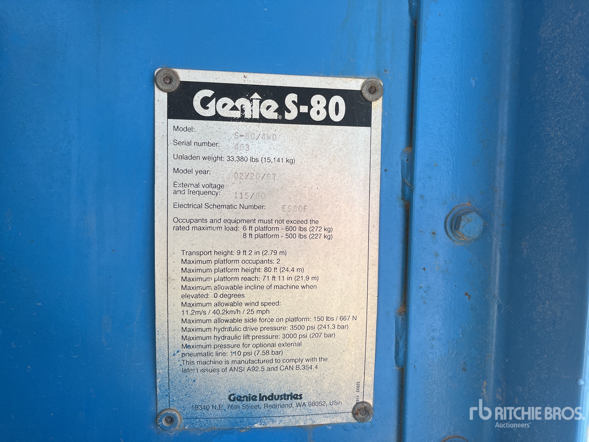 General Appearance with Serial Number / VIN