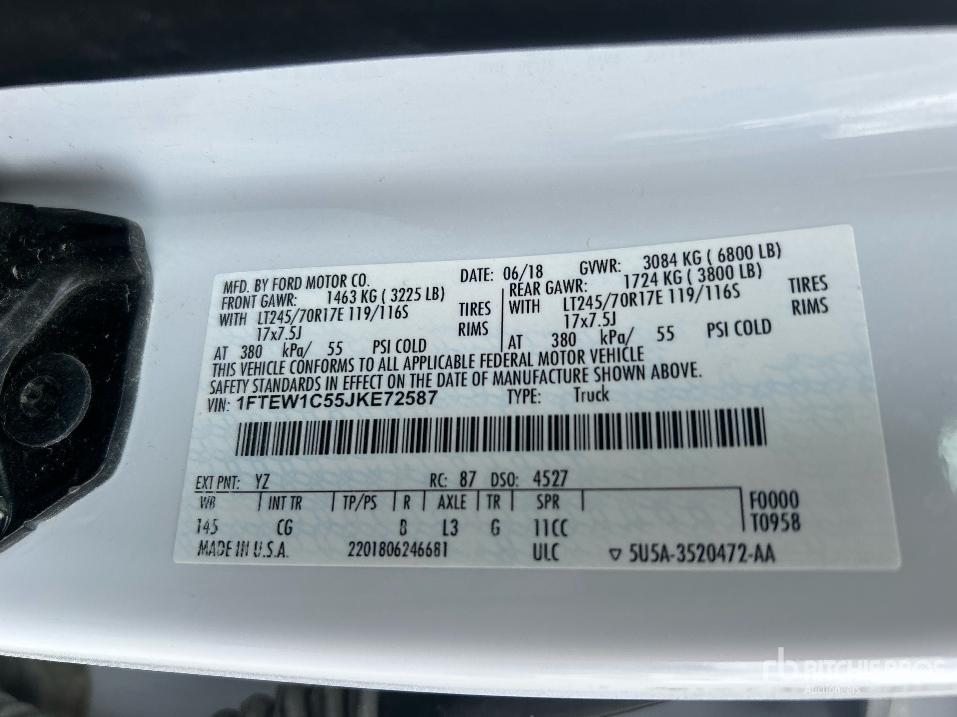 General Appearance with Serial Number / VIN